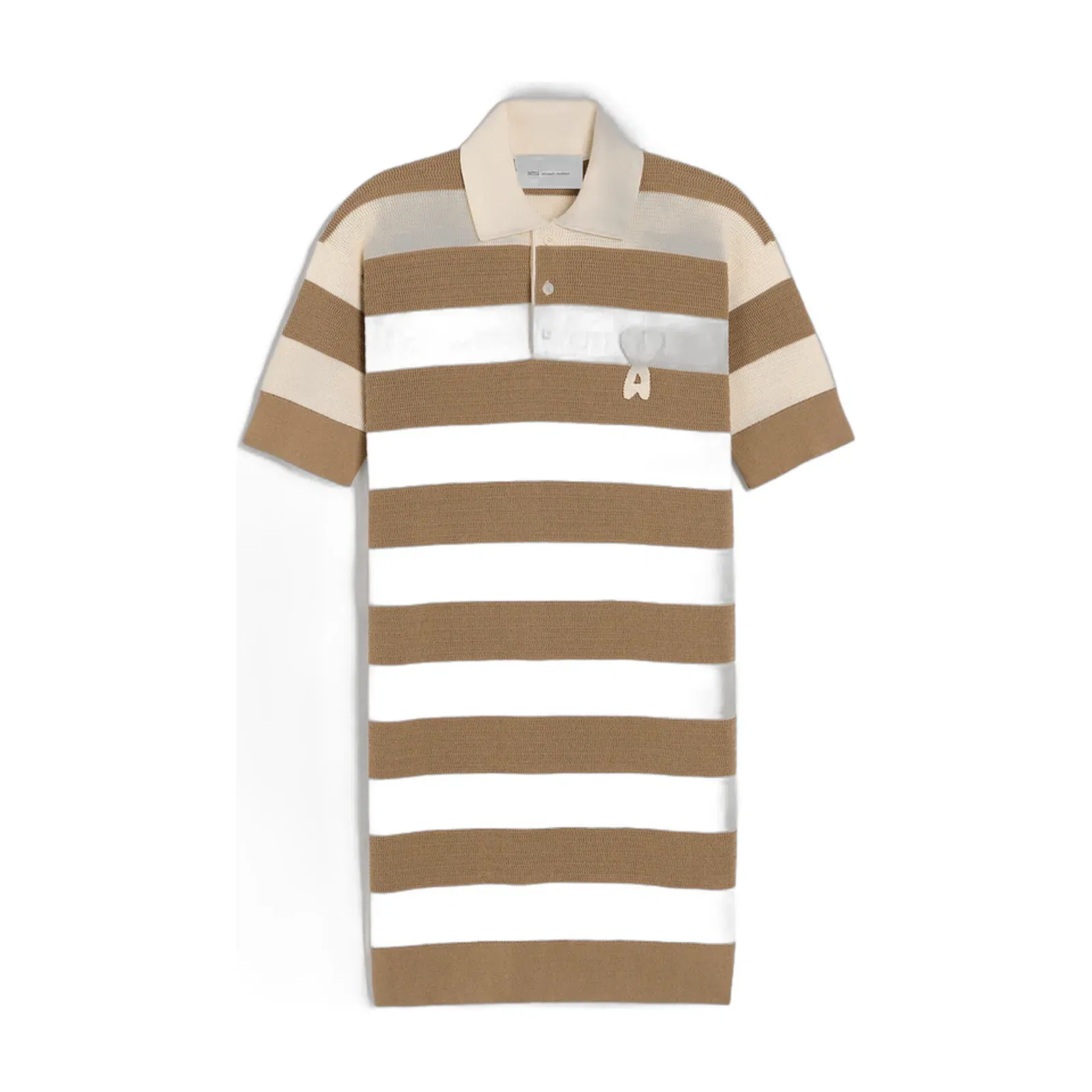 White And Brown Cotton Polo Dress Ami De Coeur Patch Women's