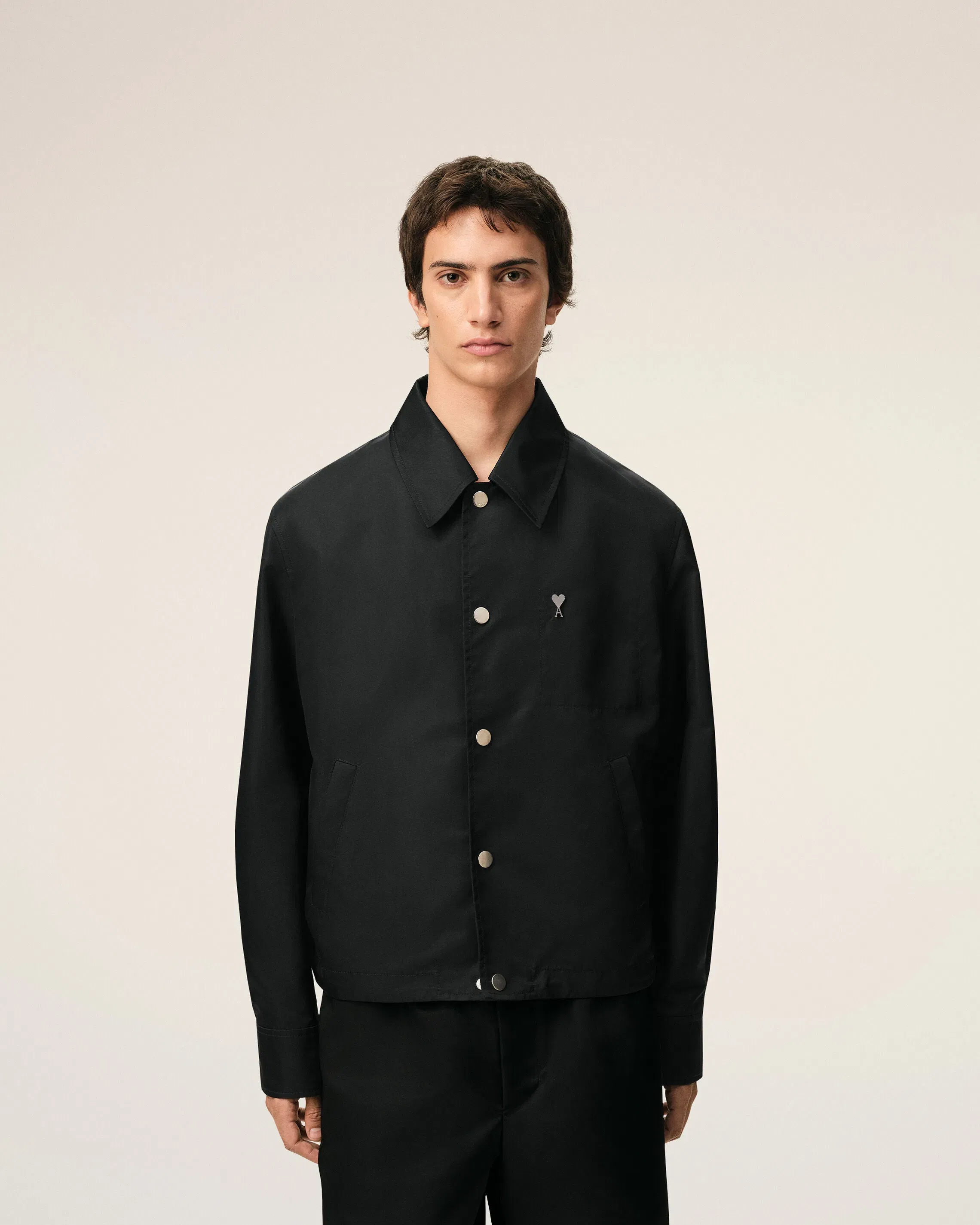 Black Nylon Ami De Coeur Stud Buttoned Jacket