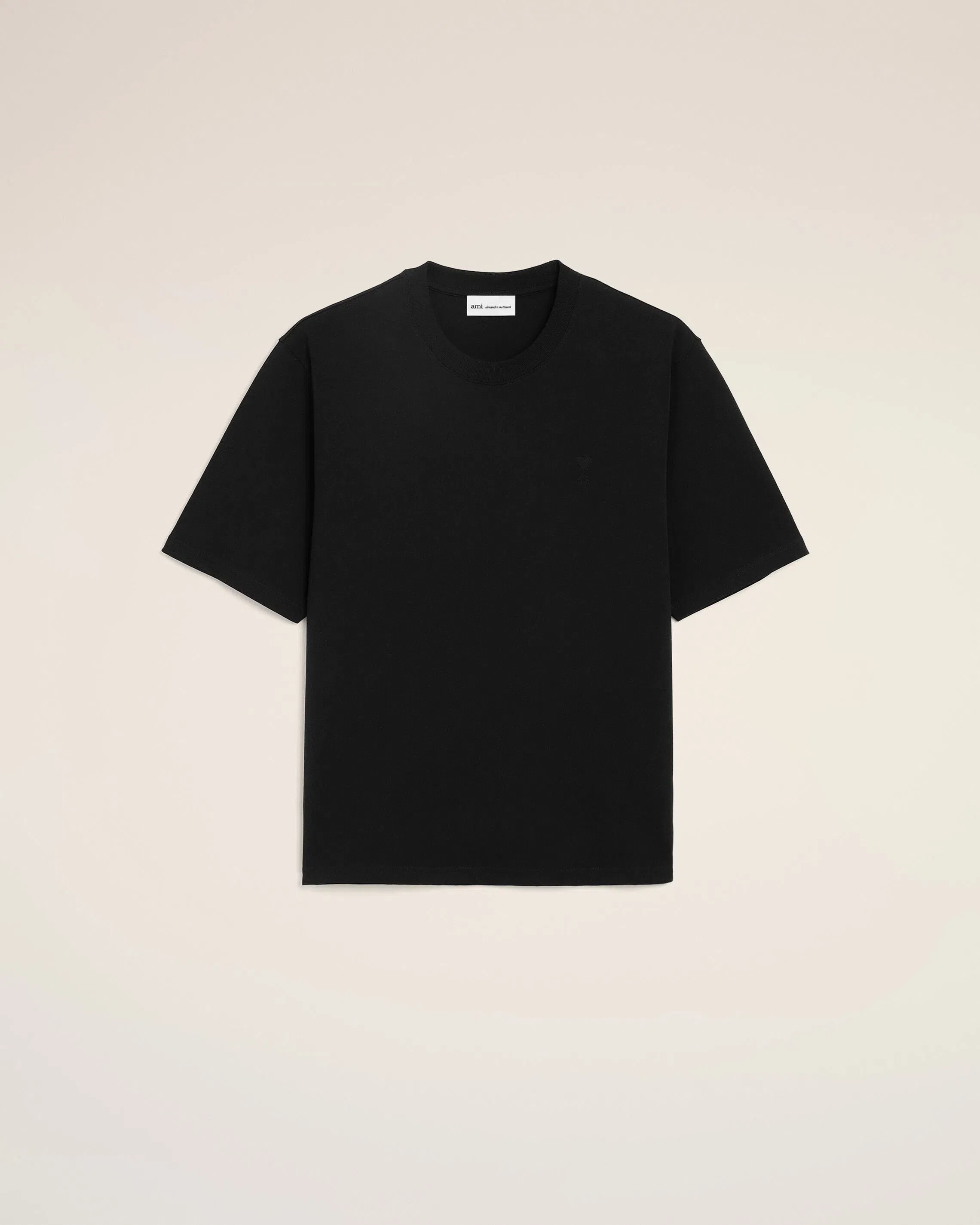 Black Cotton Embossed Ami De Coeur T-Shirt