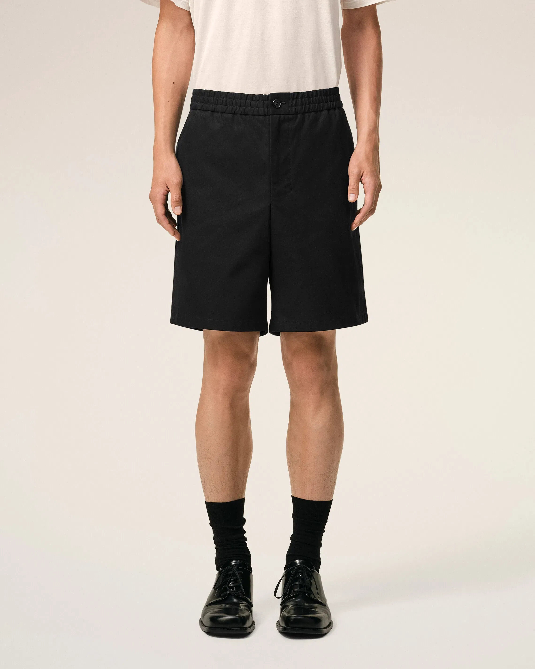 Black Cotton Elasticated Waist Ami De Coeur Shorts