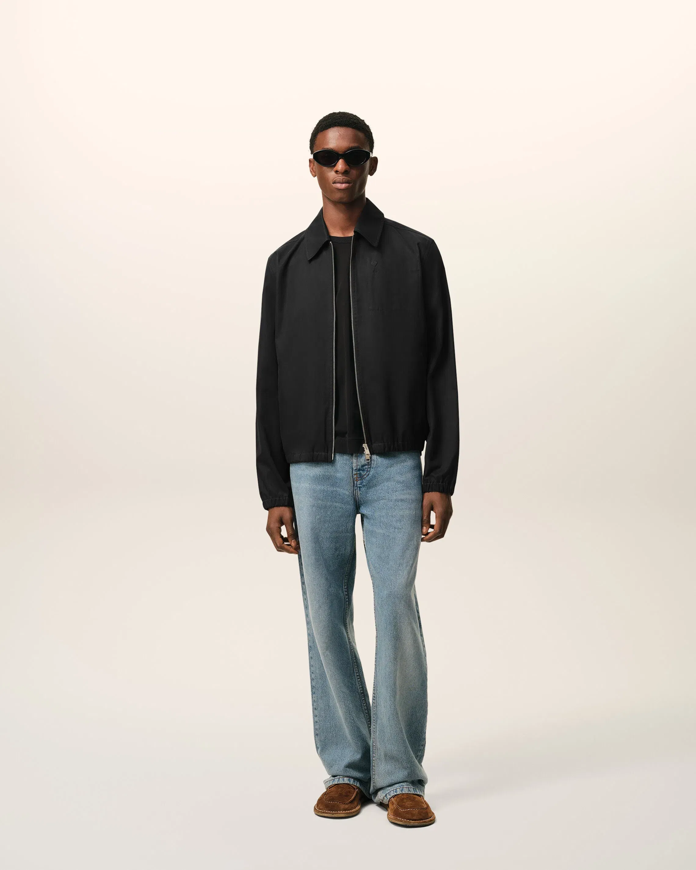 Black Cotton Ami De Cur Zipped Jacket