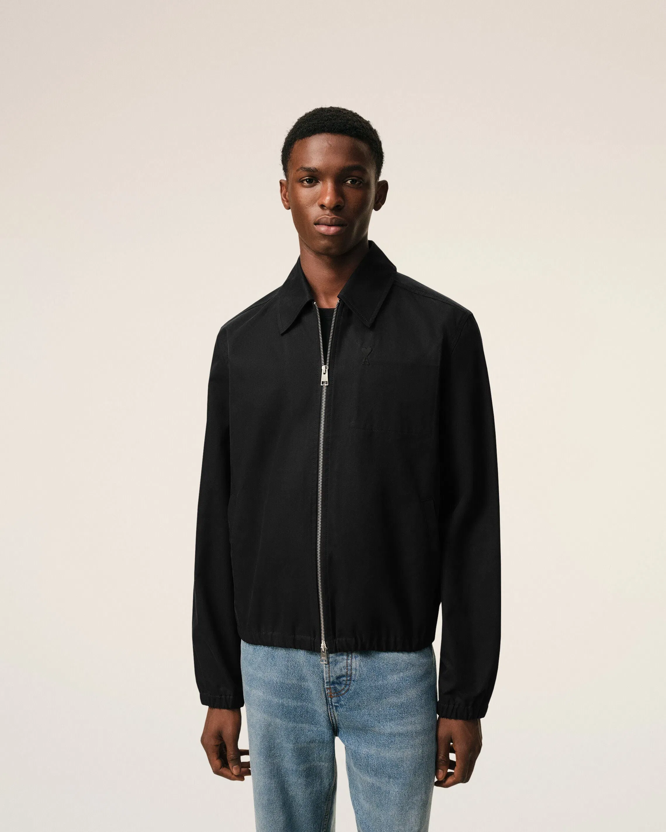 Black Cotton Ami De Cur Zipped Jacket