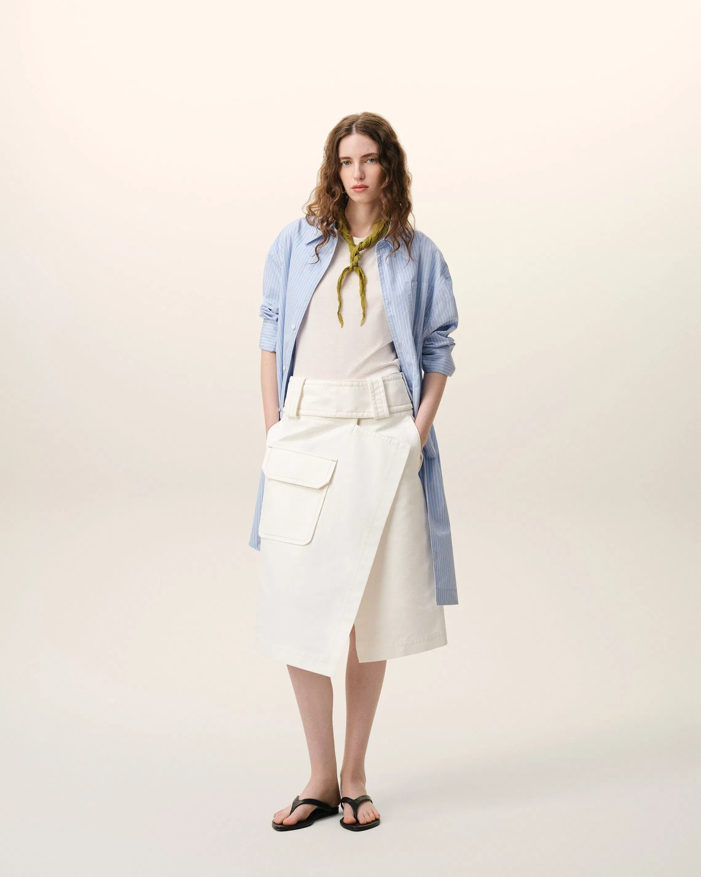 AmiParis White Cotton Wrap Skirt Women's