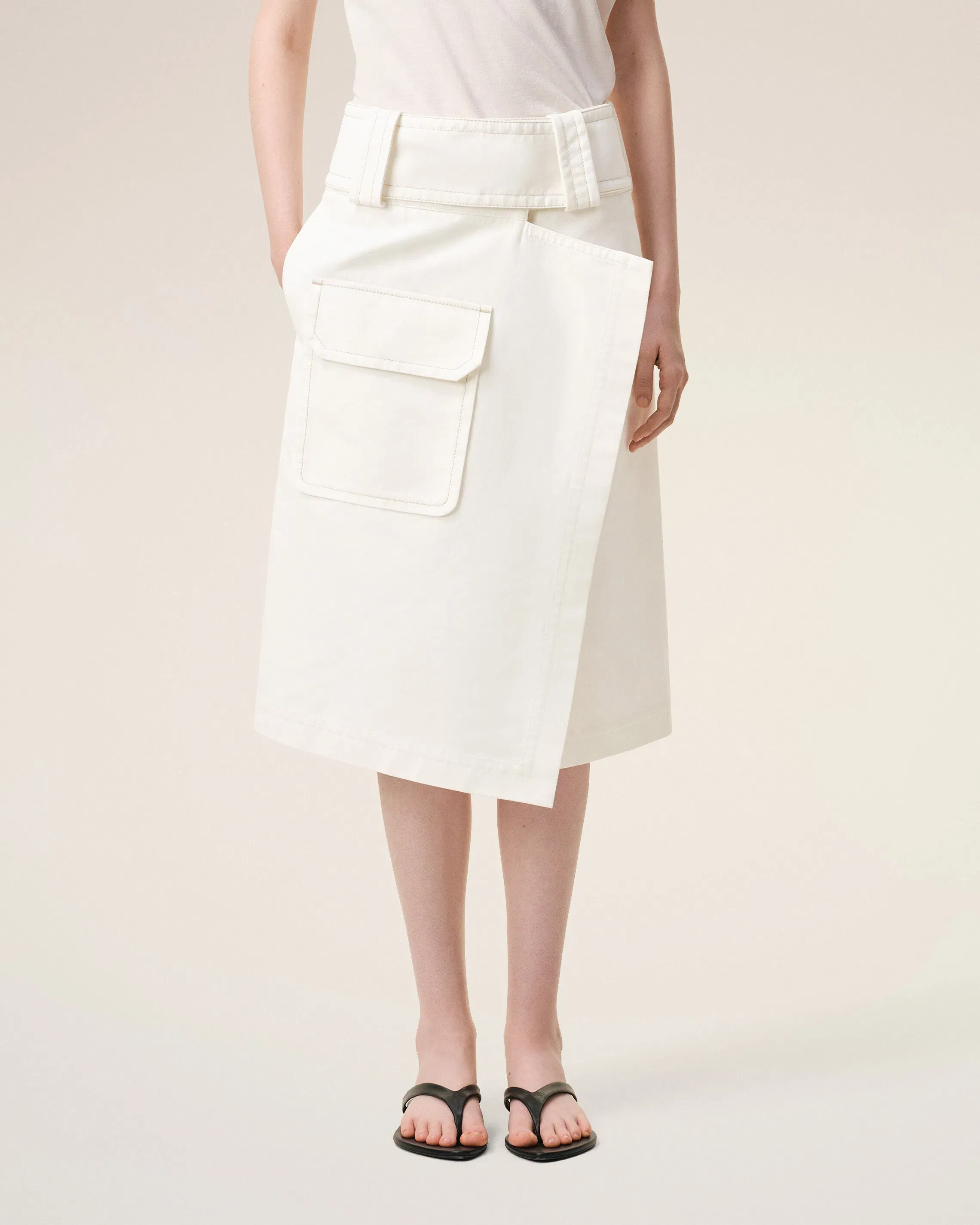 AmiParis White Cotton Wrap Skirt Women's