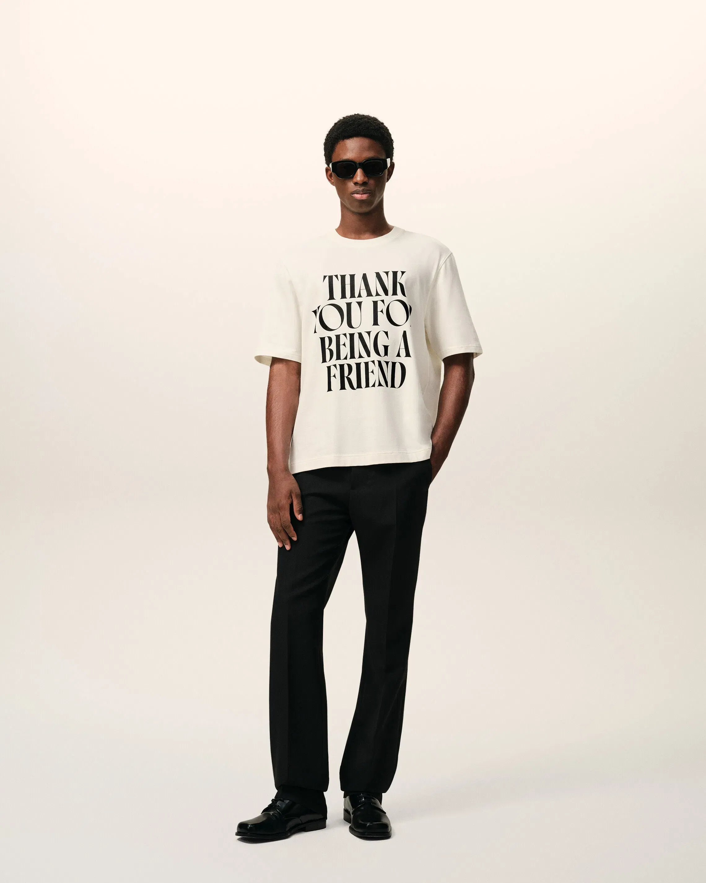 AmiParis White Cotton Signature Print T-Shirt