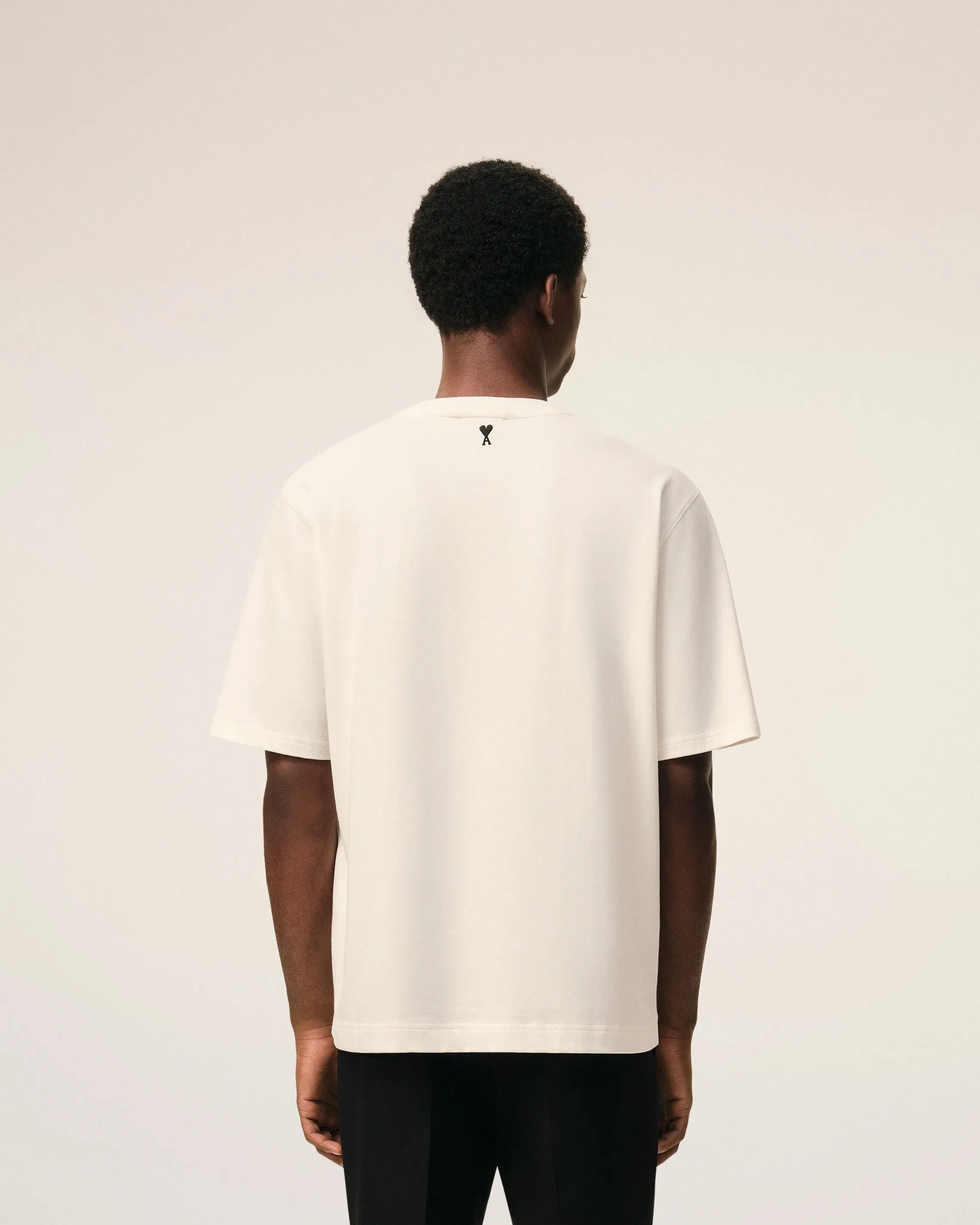 AmiParis White Cotton Signature Print T-Shirt