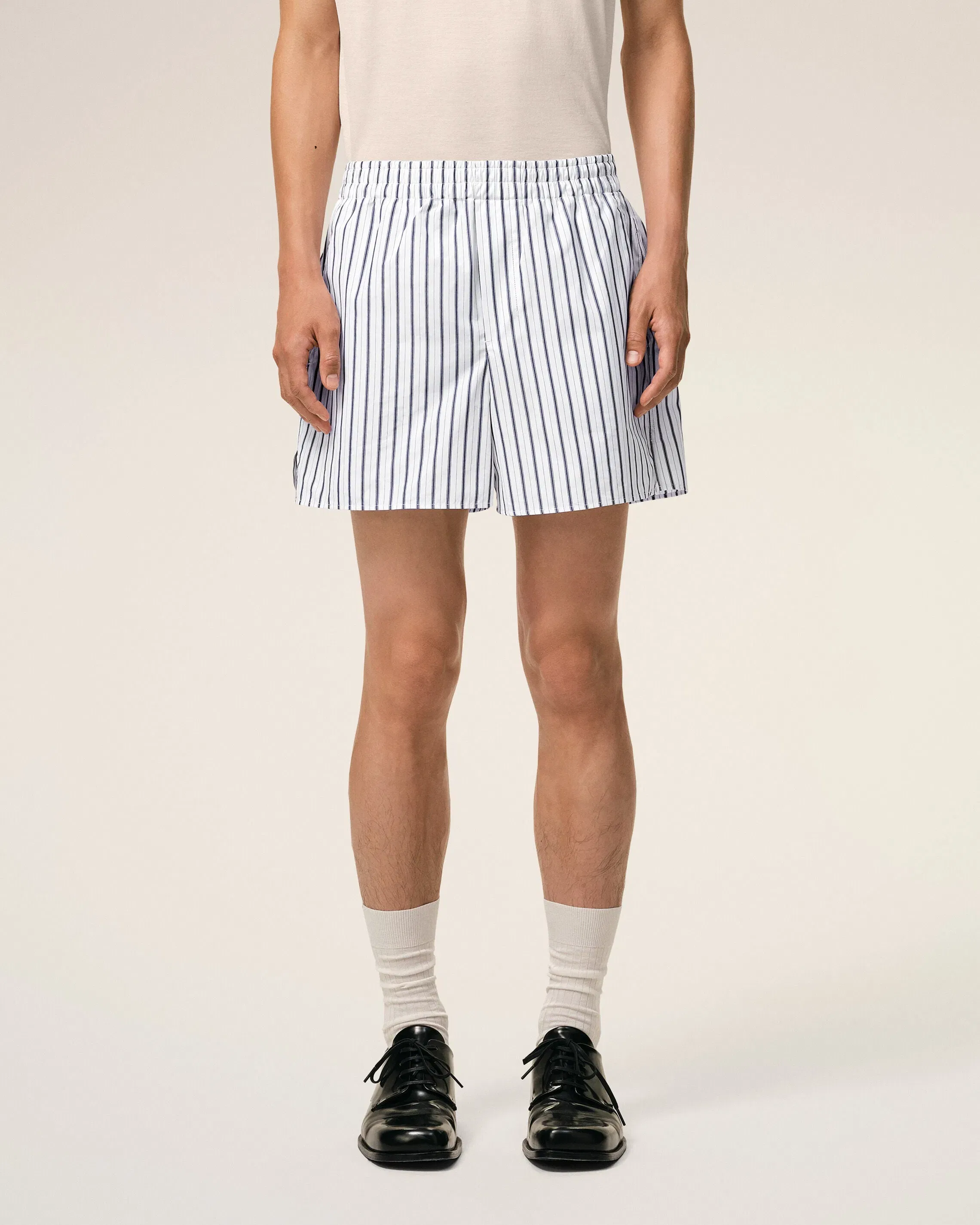 AmiParis White Cotton Elasticated Shorts