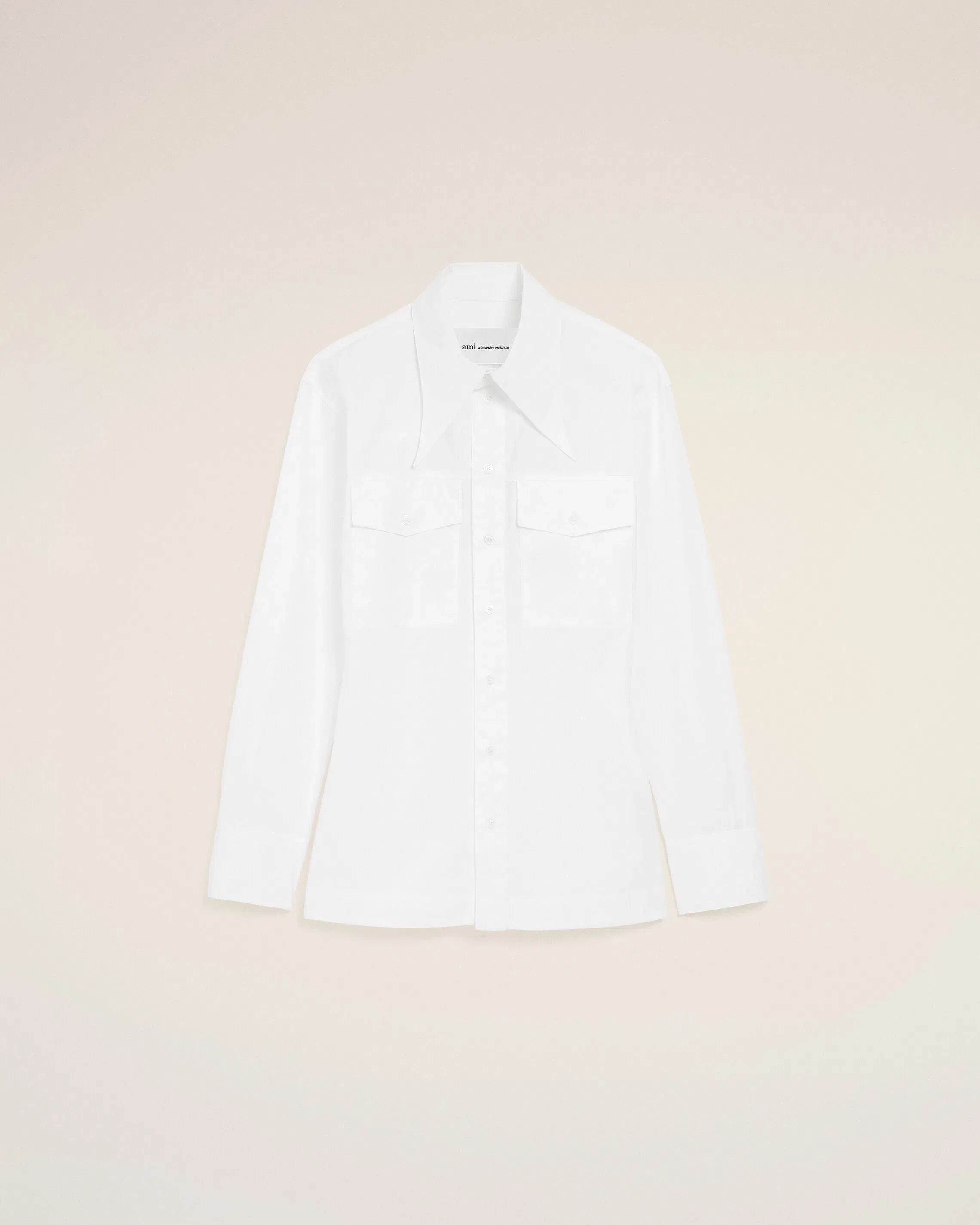 AmiParis White Cotton Sharp Collar Fitted Shirt Women's
