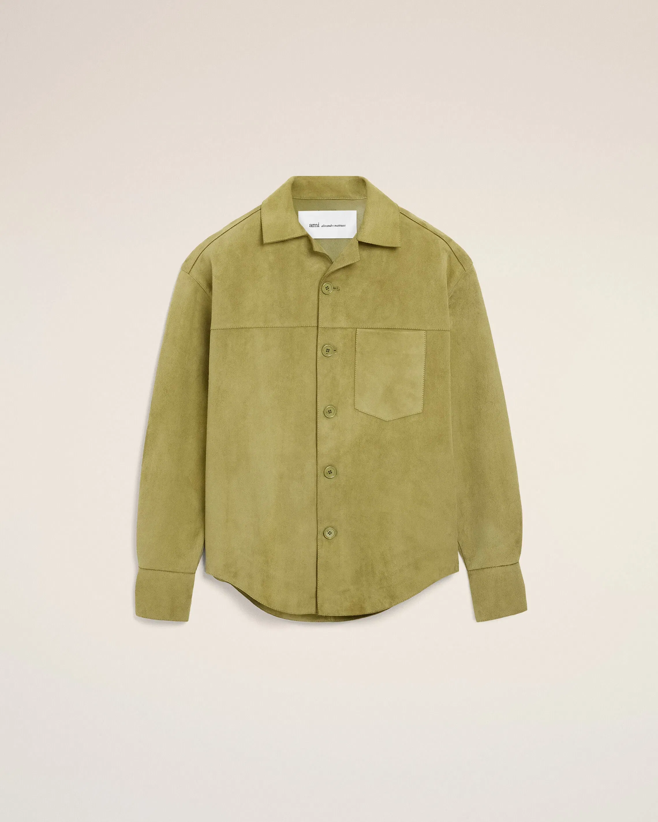 AmiParis Green Goat Leather Buttoned Overshirt
