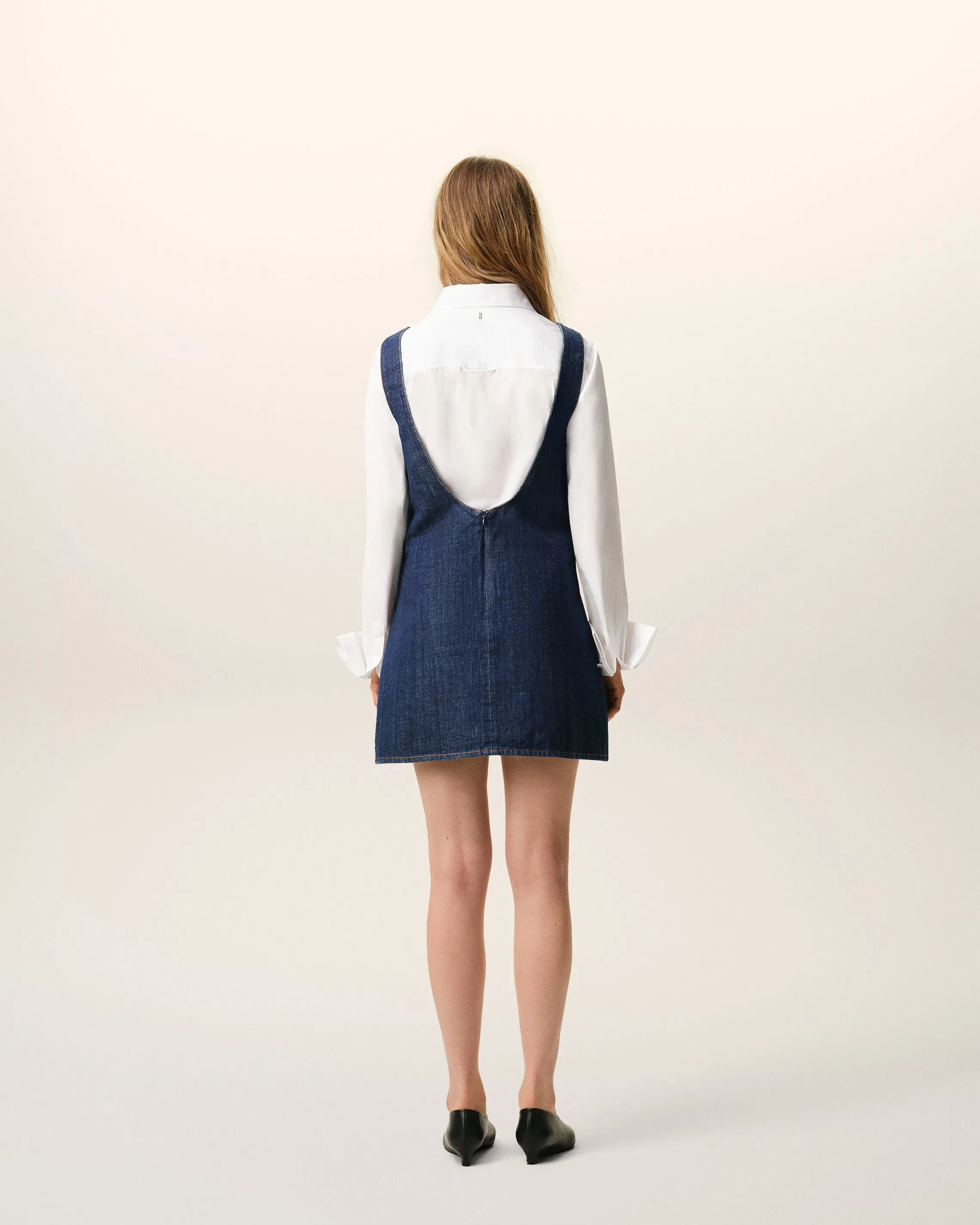 AmiParis Blue Cotton Shorts Strapped Dress Women's