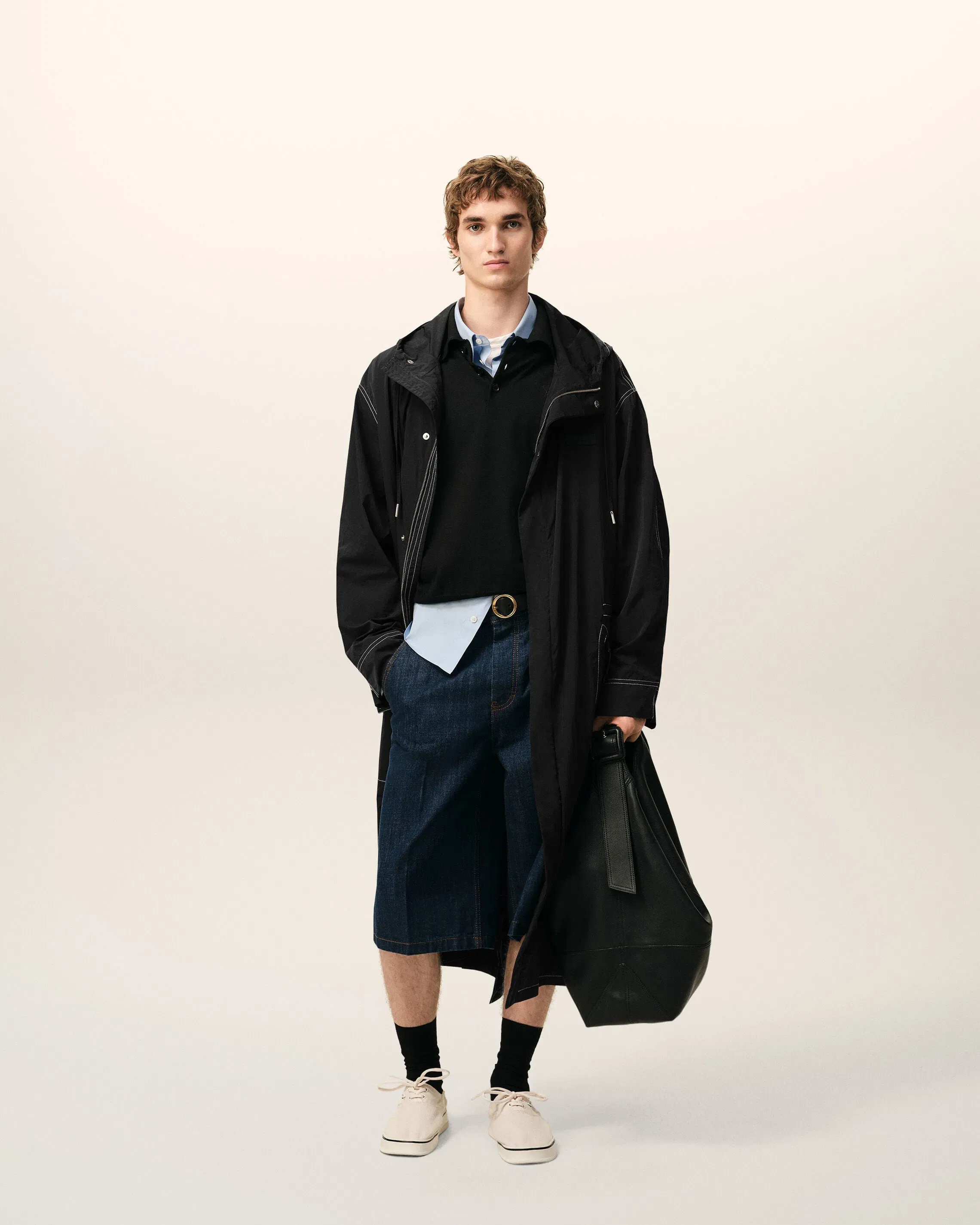 AmiParis Black Nylon Long Parka