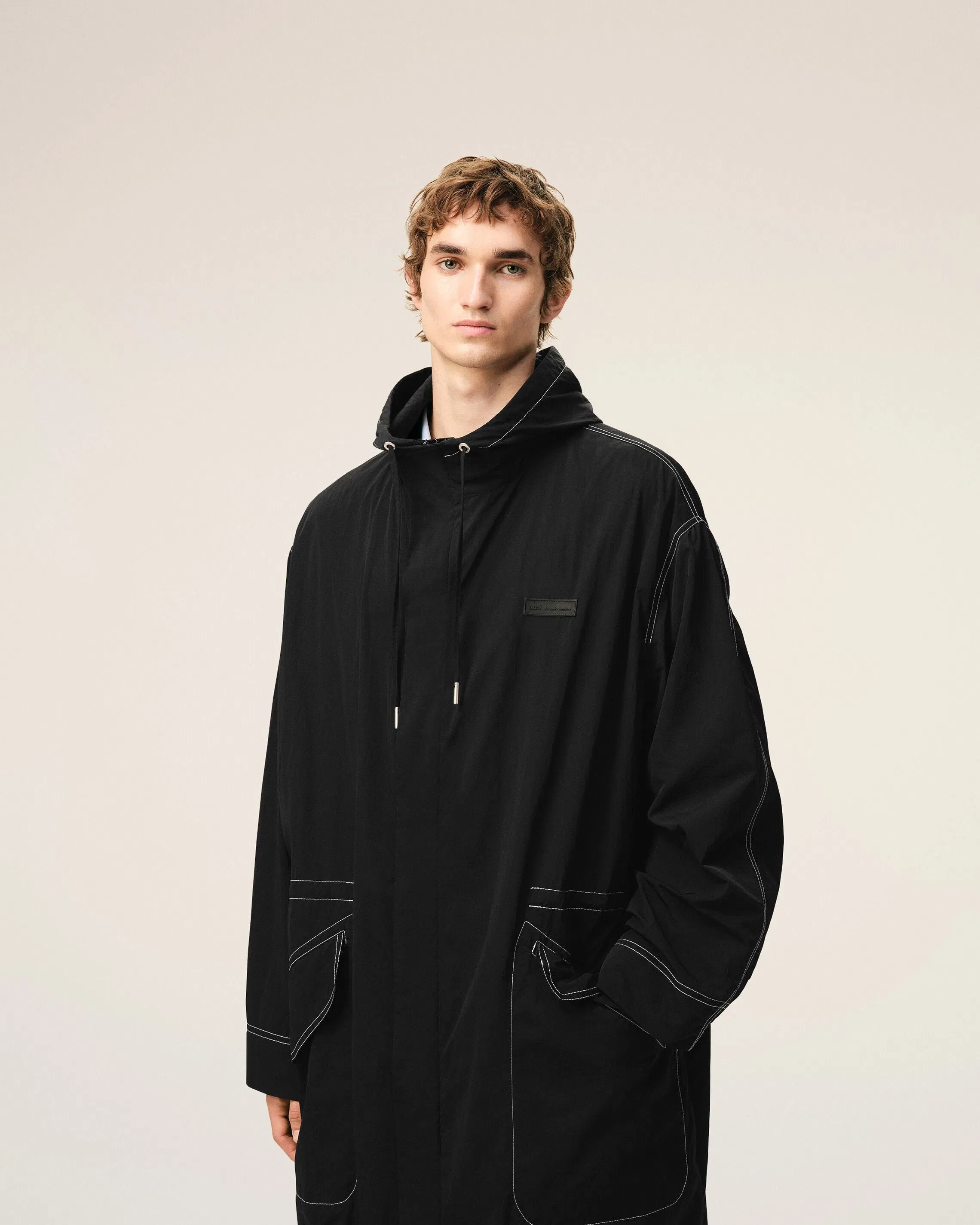 AmiParis Black Nylon Long Parka