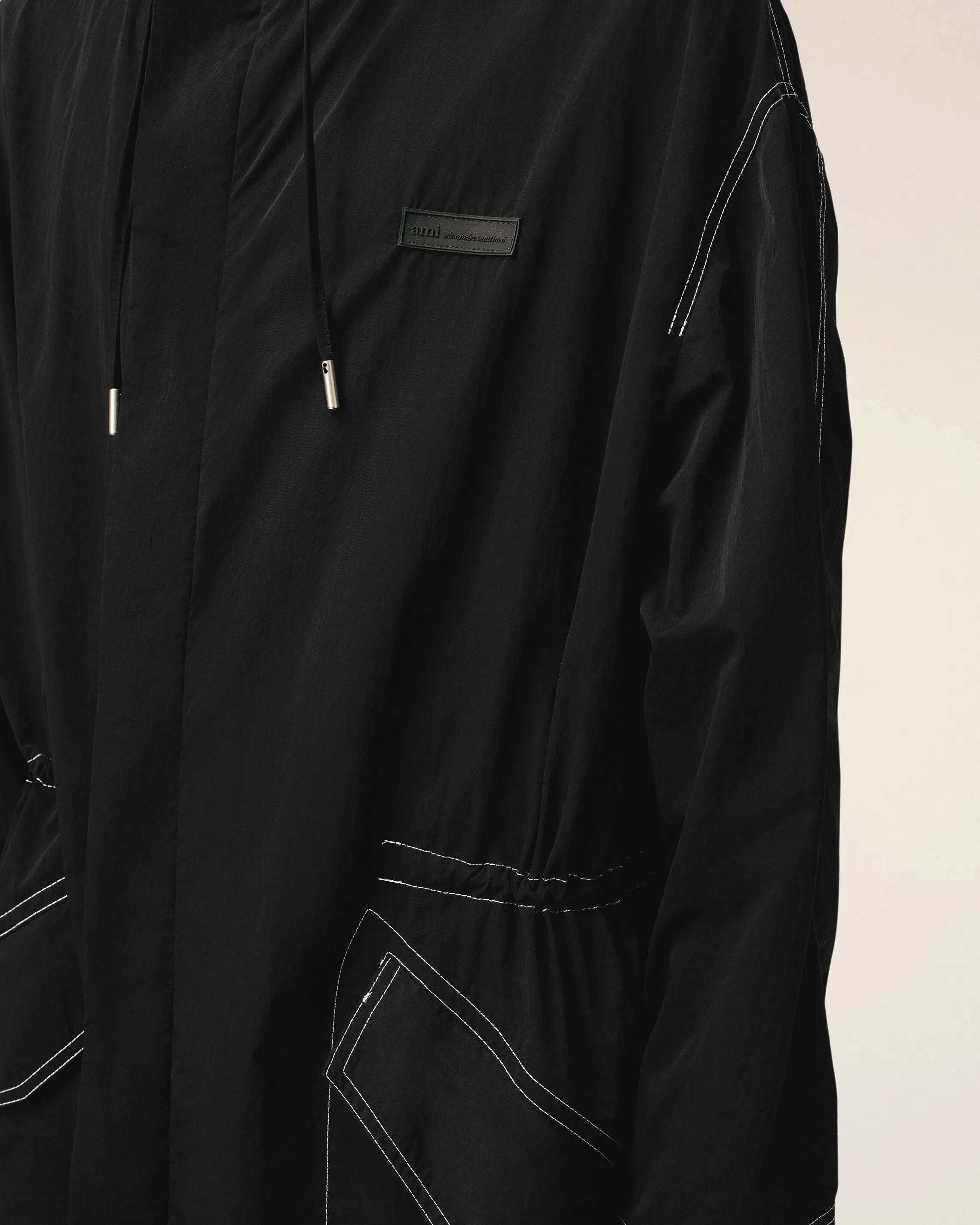 AmiParis Black Nylon Long Parka