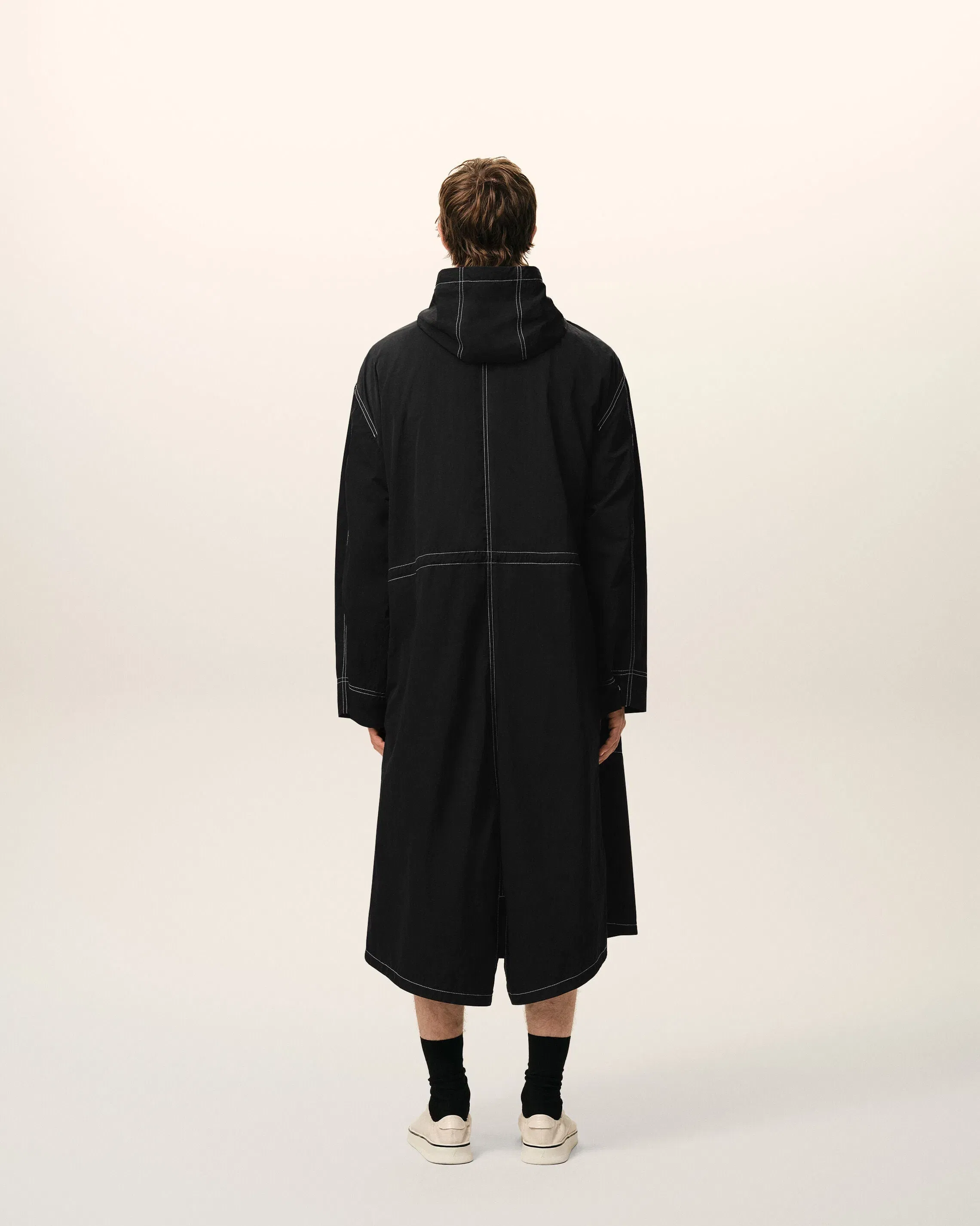 AmiParis Black Nylon Long Parka