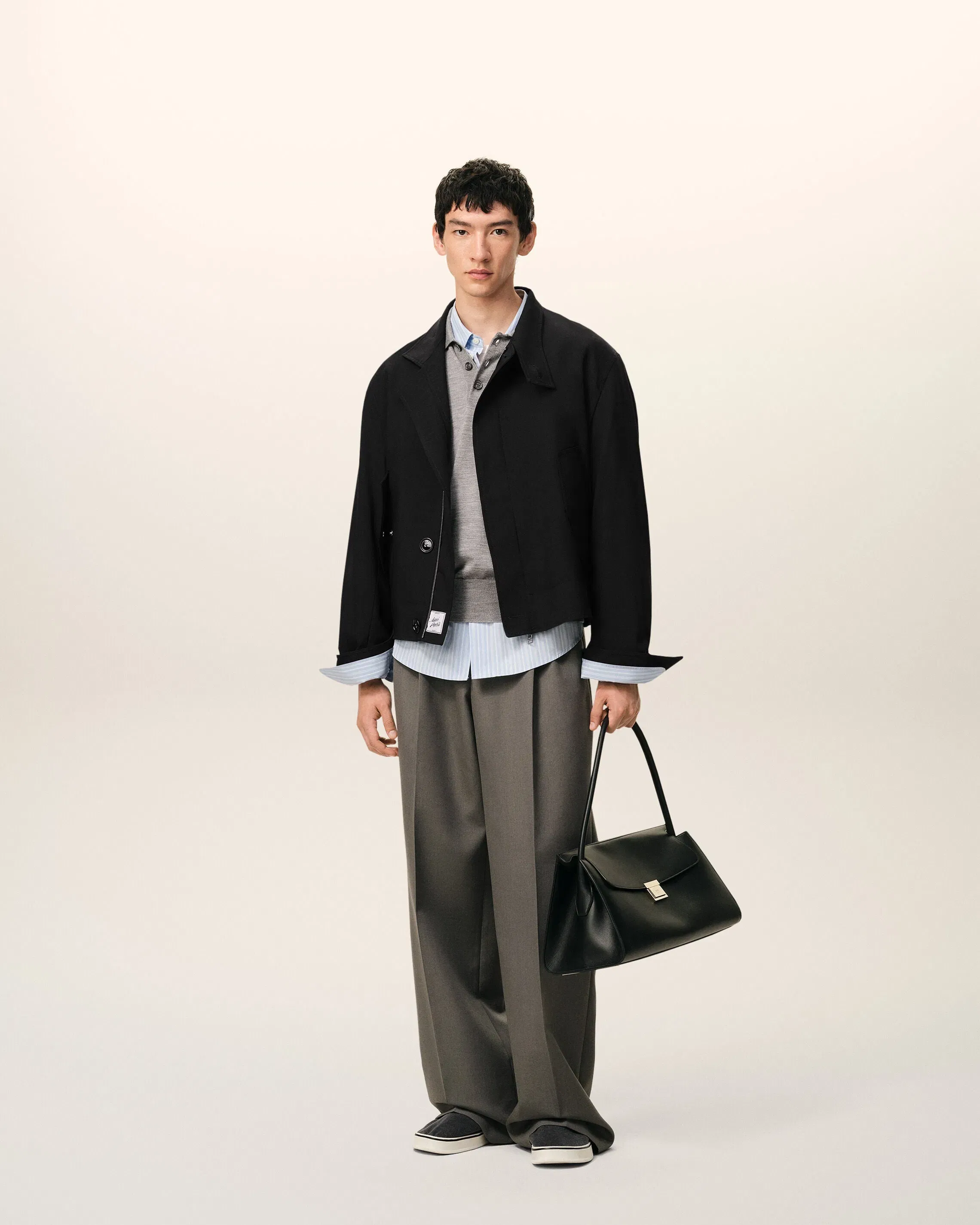AmiParis Black New Wool Harrington Jacket