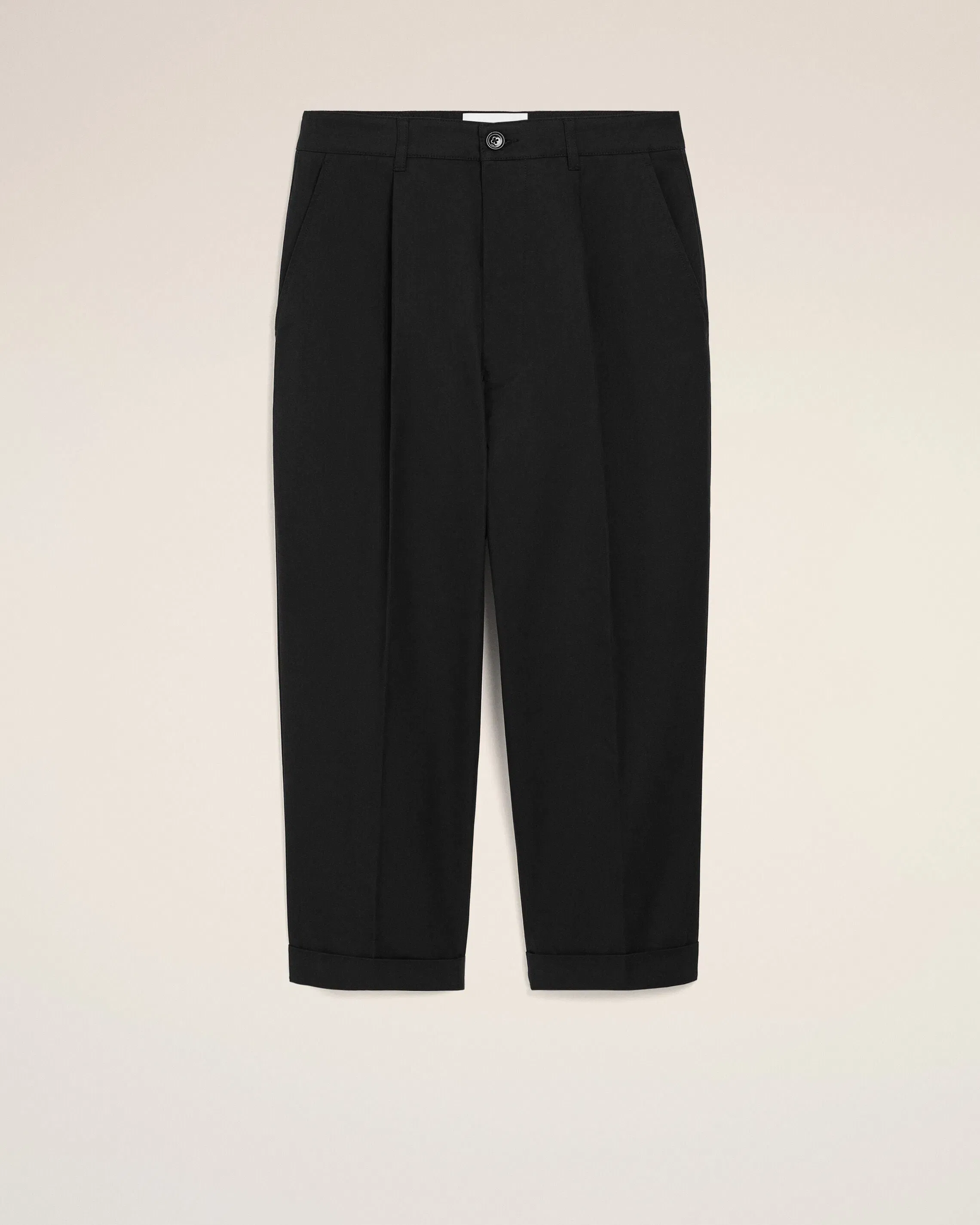 AmiParis Black Cotton Carrot Oversized Trousers
