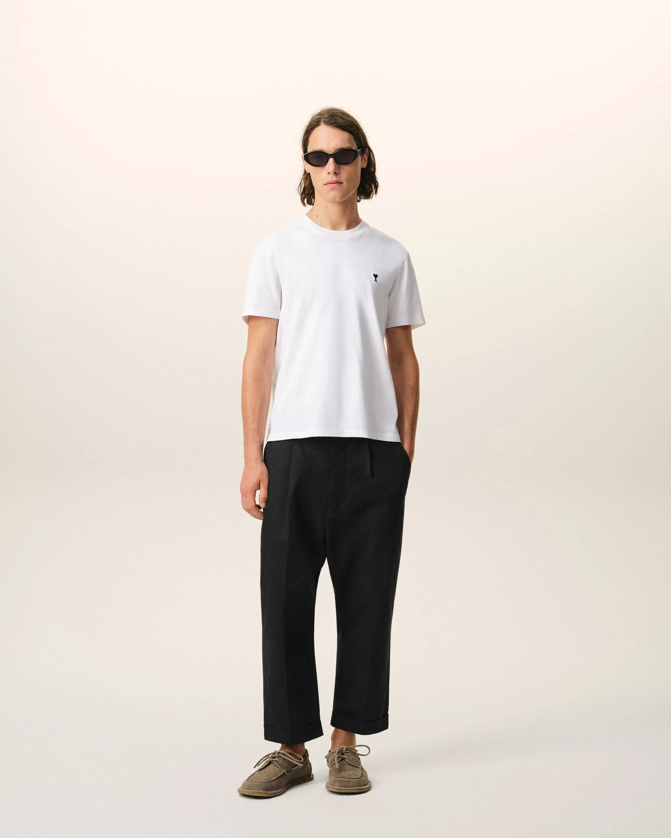 AmiParis Black Cotton Carrot Oversized Trousers