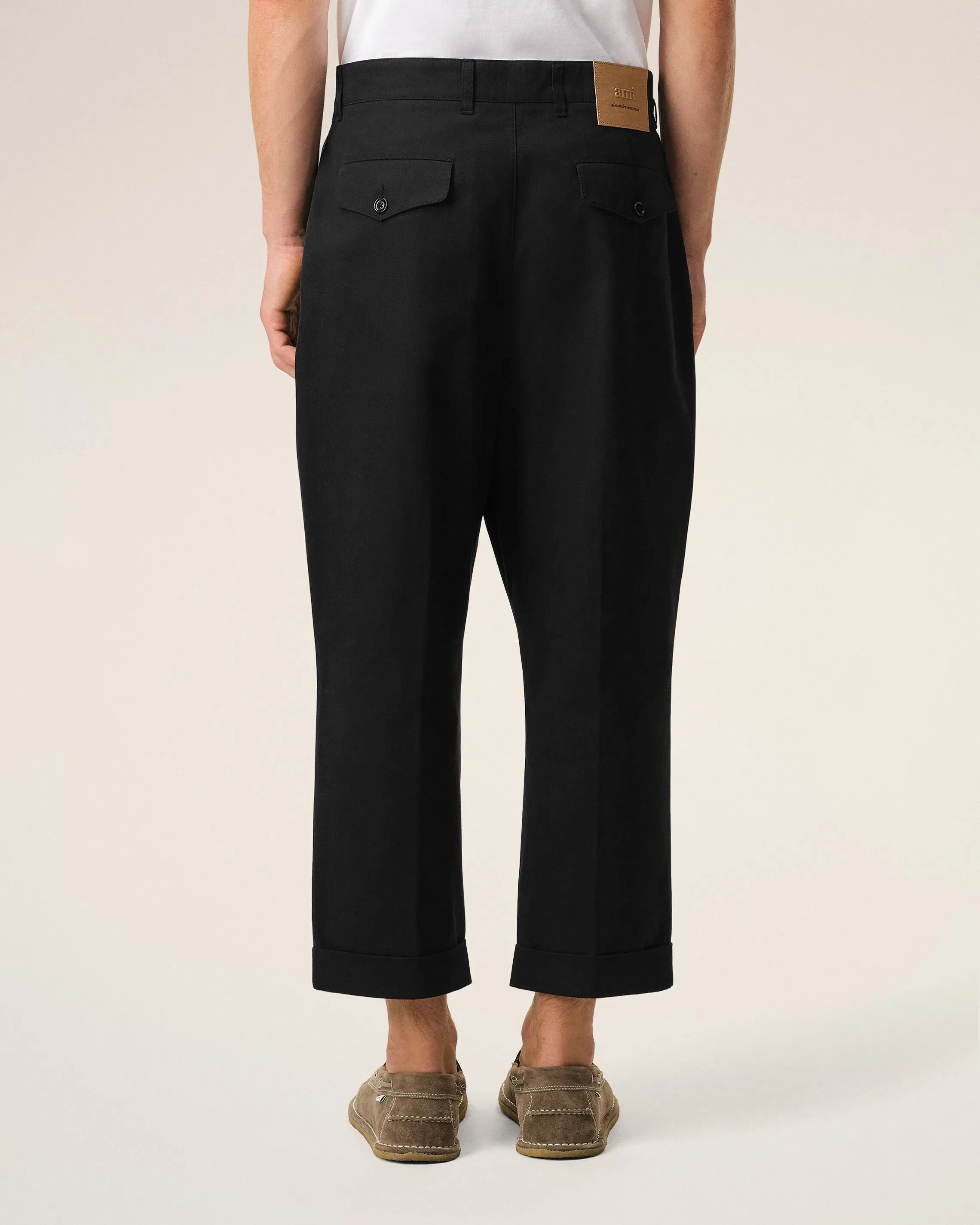 AmiParis Black Cotton Carrot Oversized Trousers