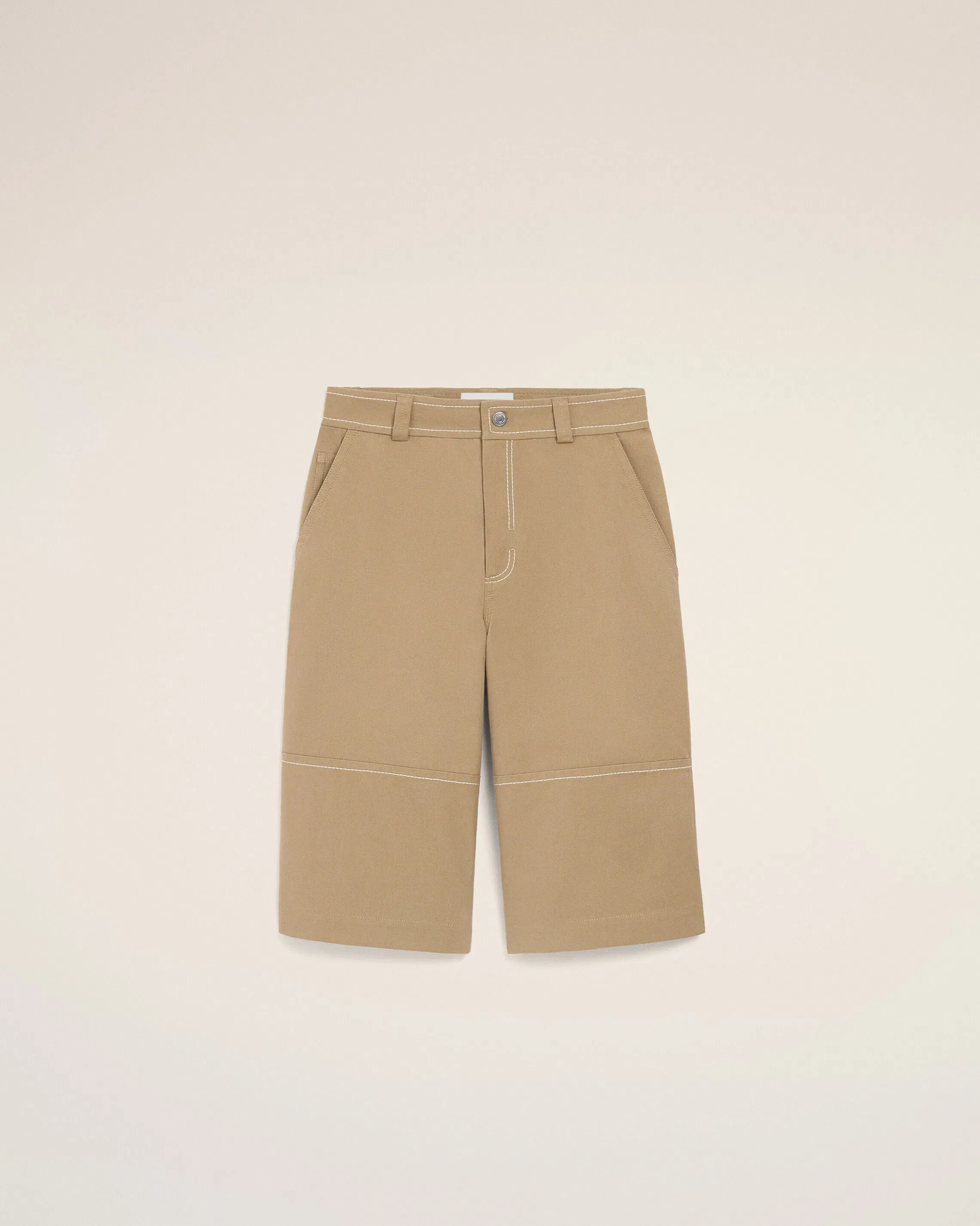AmiParis Beige Cotton Worker Bermuda Shorts