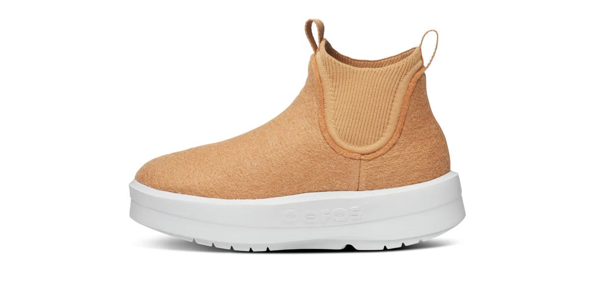 Oofos Women's Wool-Blend Boot White & Almond