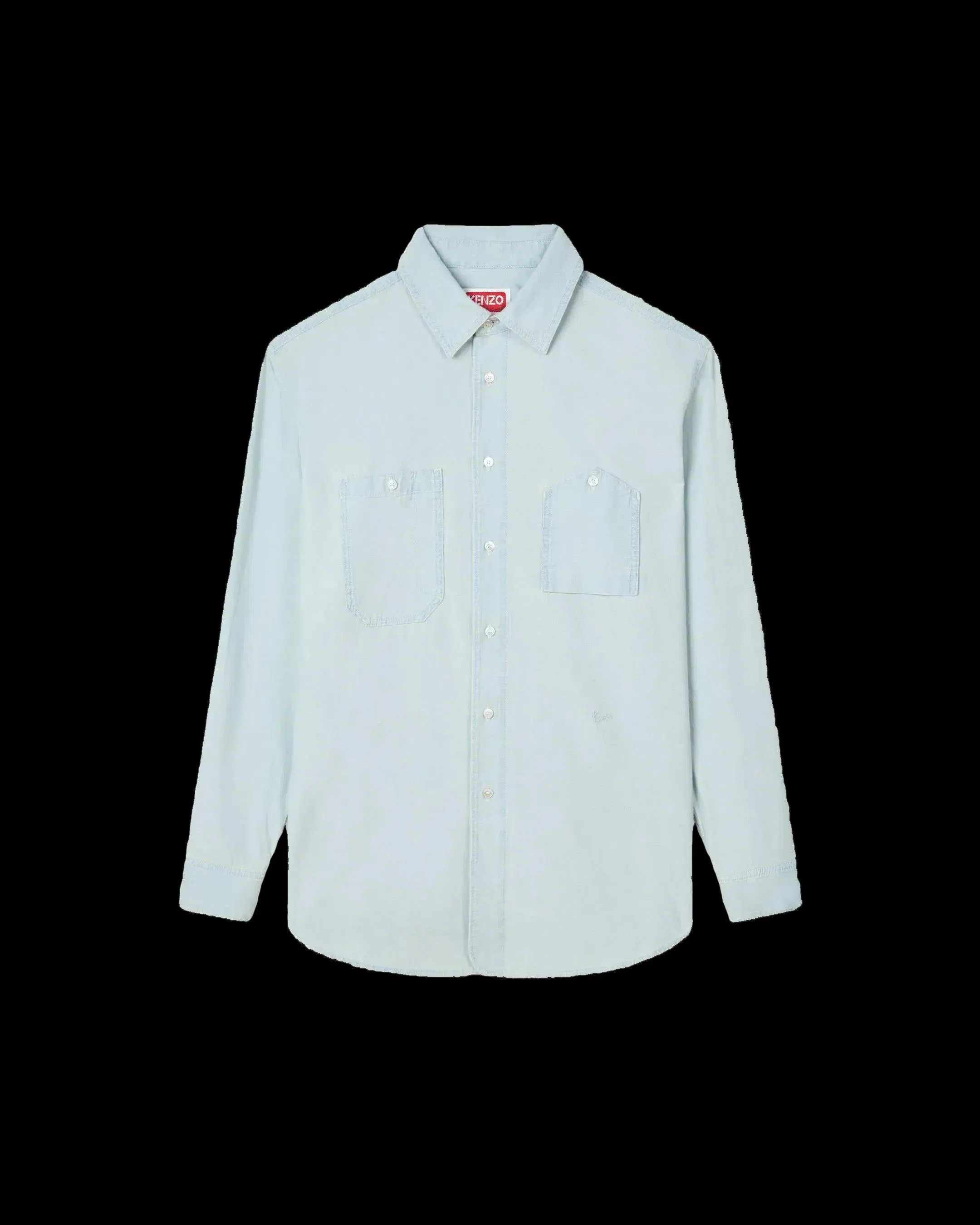 Kenzo Workwear Shirt In Stone Bleach Chambray