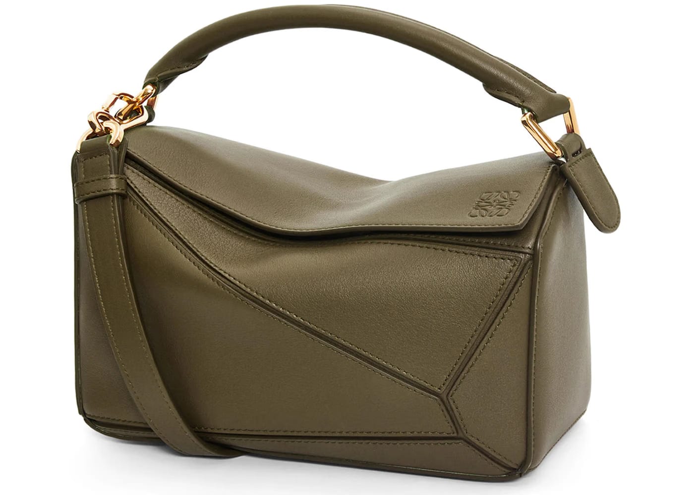 LOEWE Puzzle Bag Small Dark Khaki Green