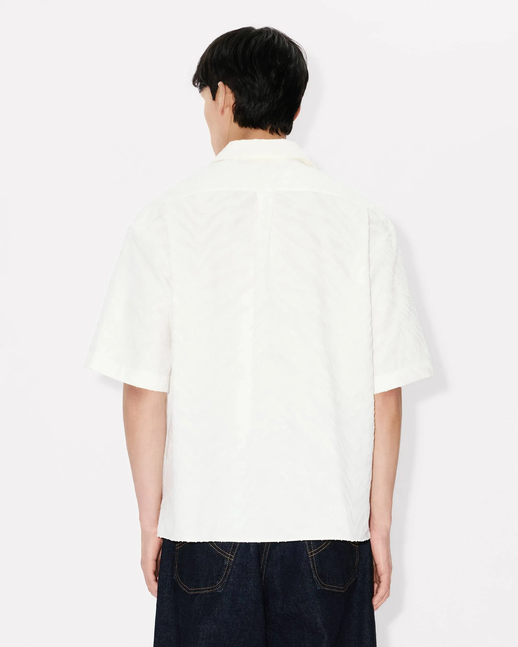 Kenzo Tiger Hawaiian Shorts Sleeve Shirt In Cotton Jacquard