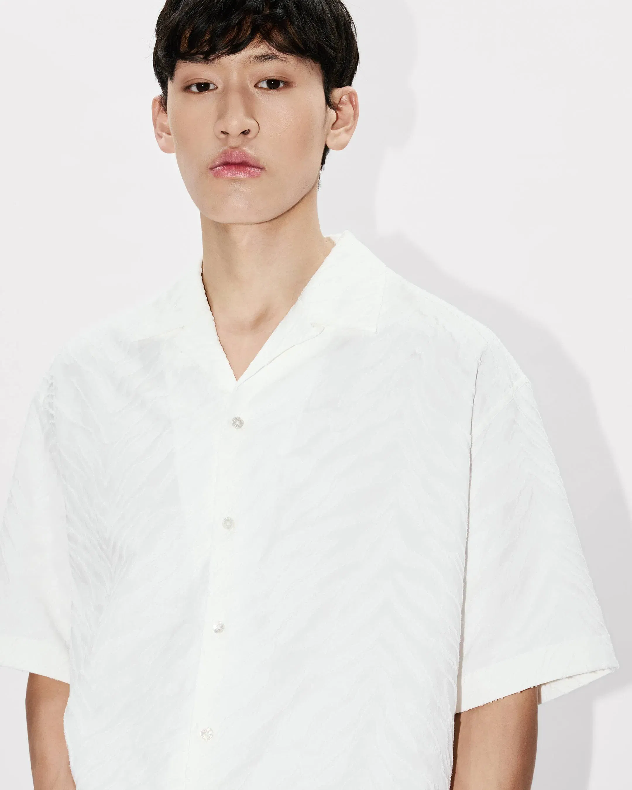 Kenzo Tiger Hawaiian Shorts Sleeve Shirt In Cotton Jacquard