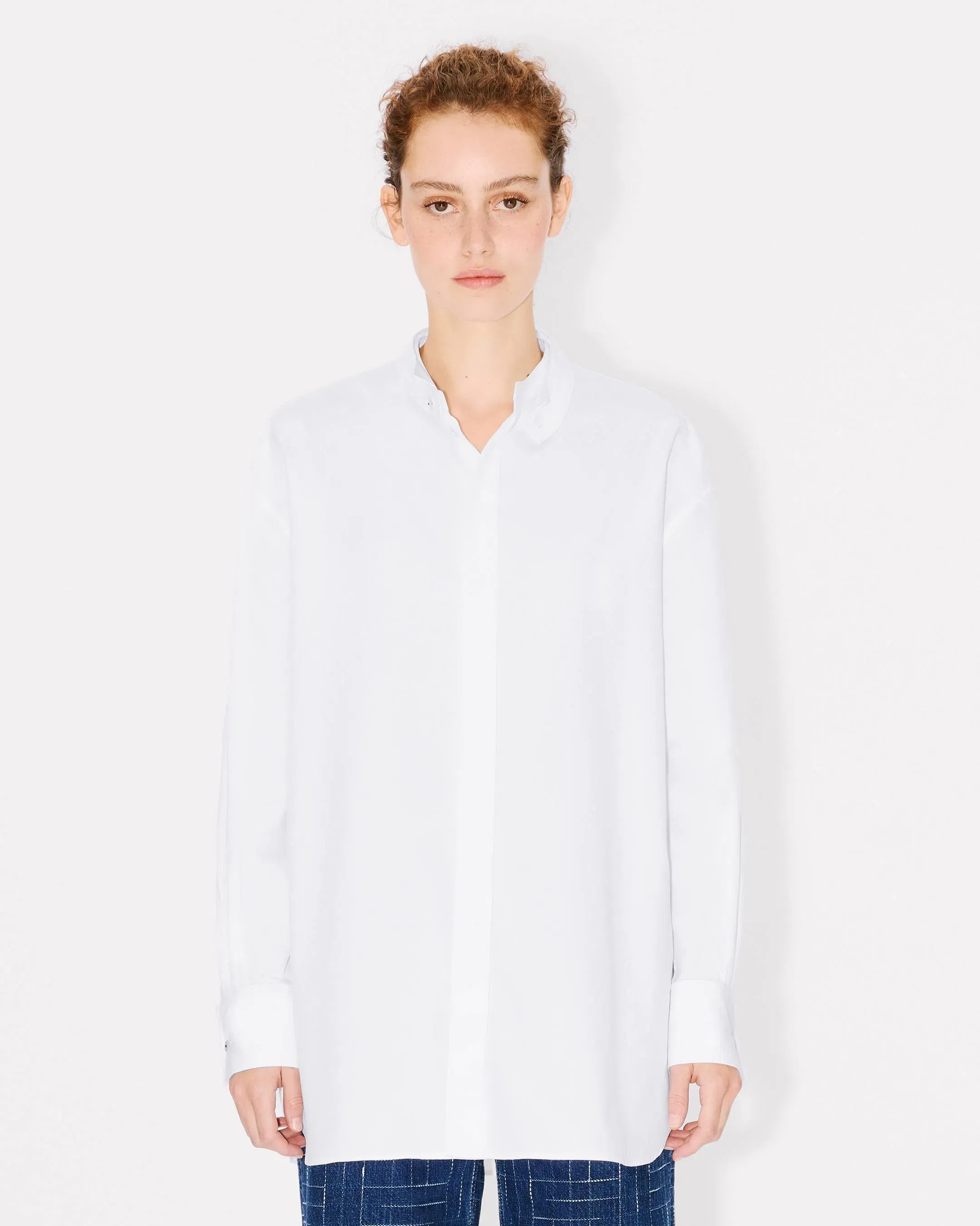 Kenzo Stand Collar Oversized Shirt In Cotton Poplin Women's