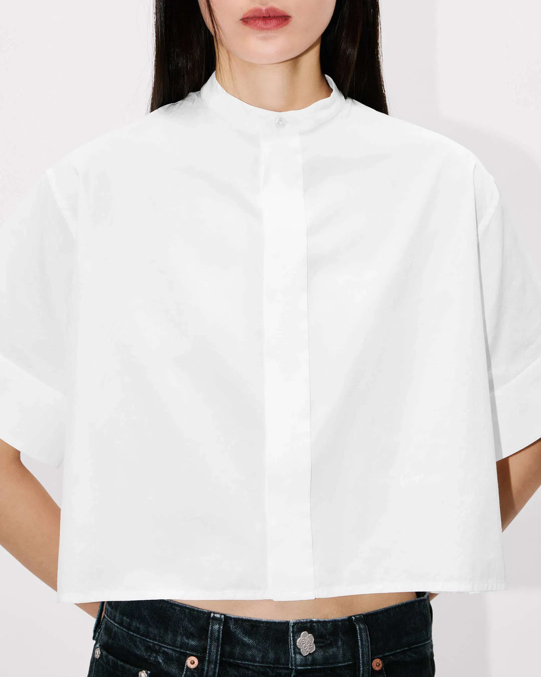 Kenzo Shorts Sleeves Shirt In Poplin Cotton Women's