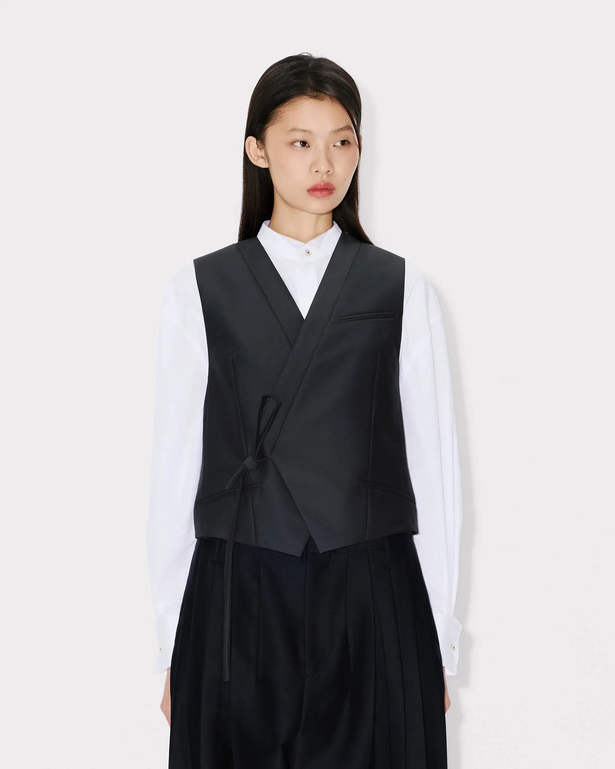 Kenzo Kimono Vest In Virgin Wool And Silk Women's