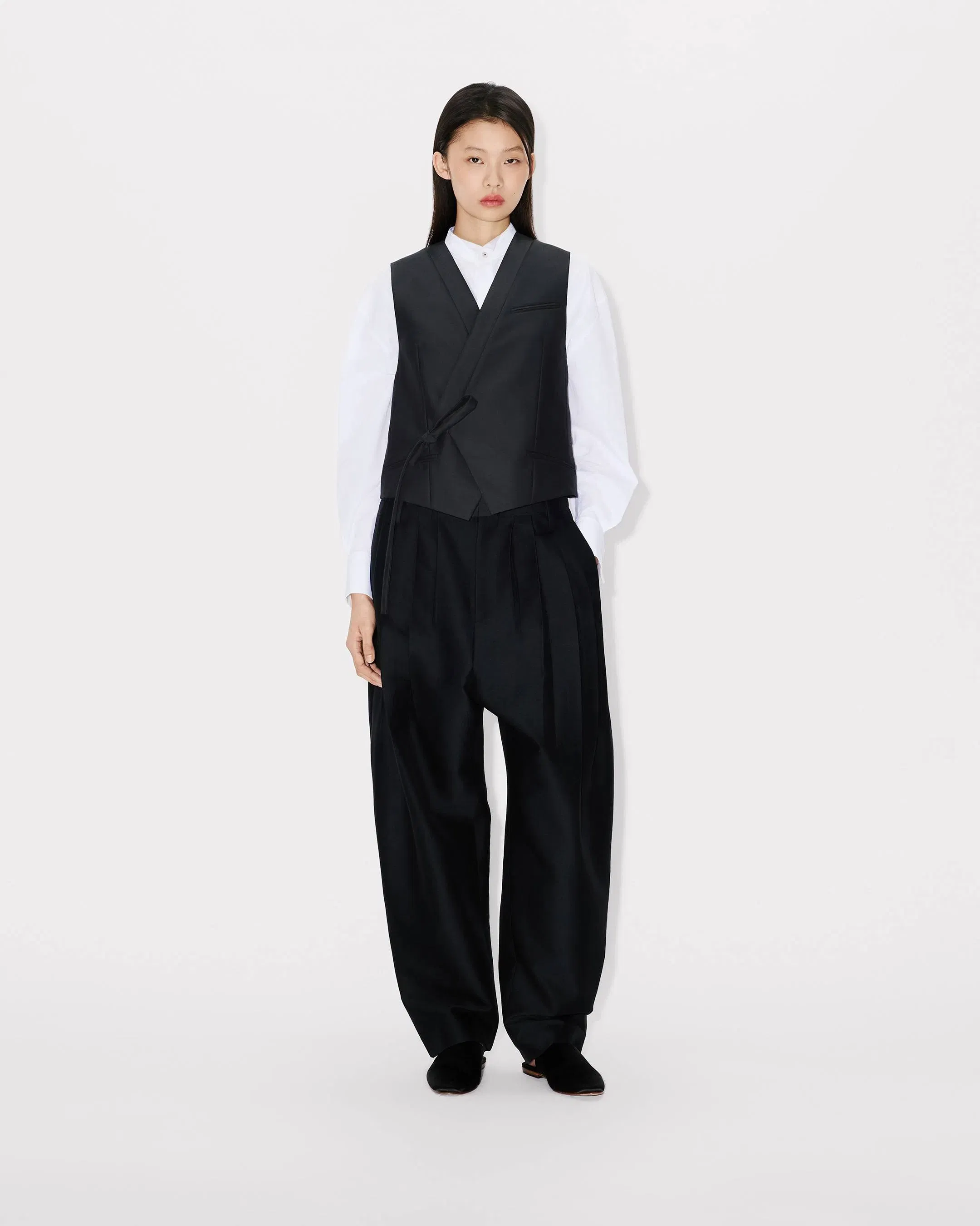 Kenzo Kimono Vest In Virgin Wool And Silk Women's