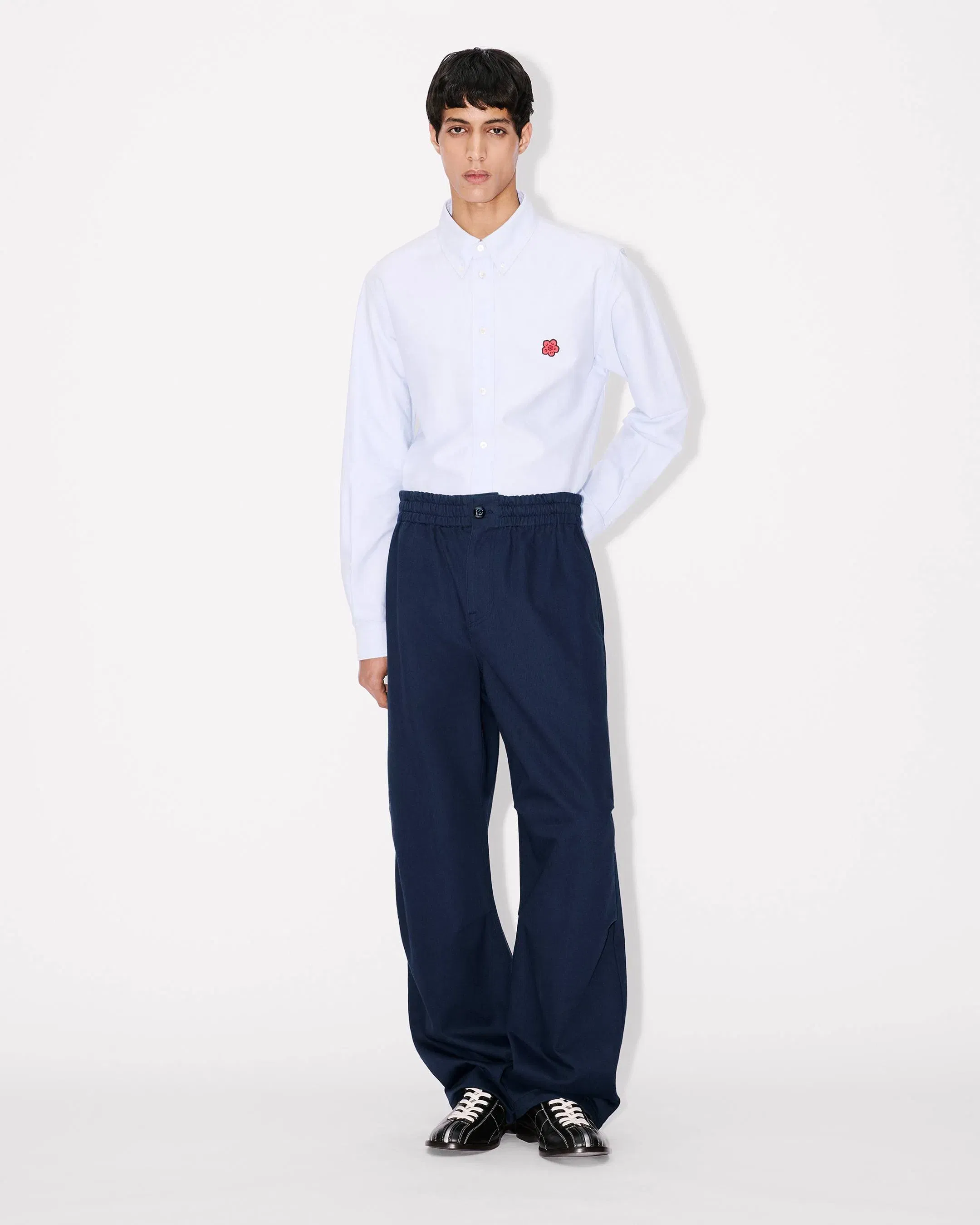Kenzo Elasticated Pants In Herringbone Cotton