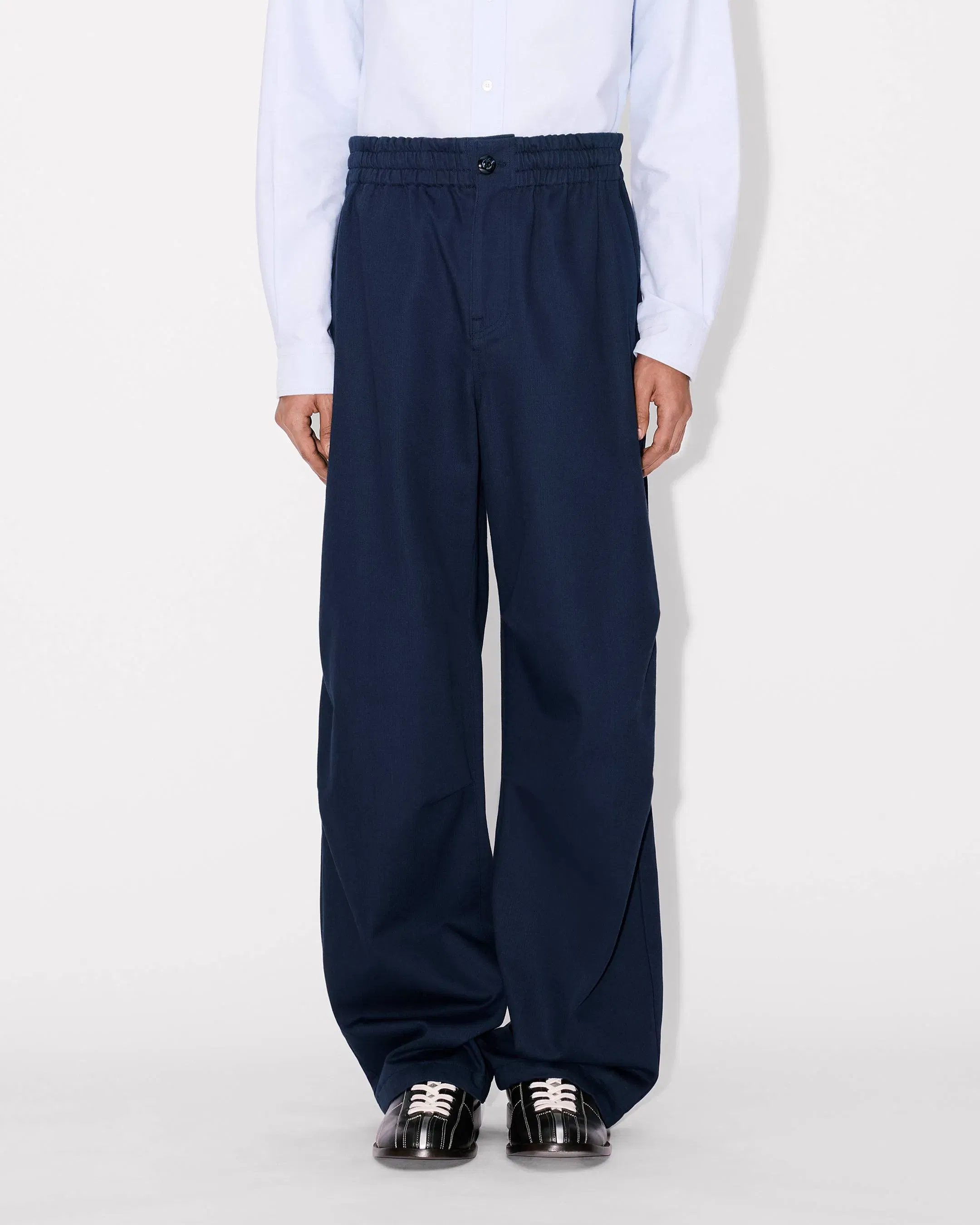 Kenzo Elasticated Pants In Herringbone Cotton