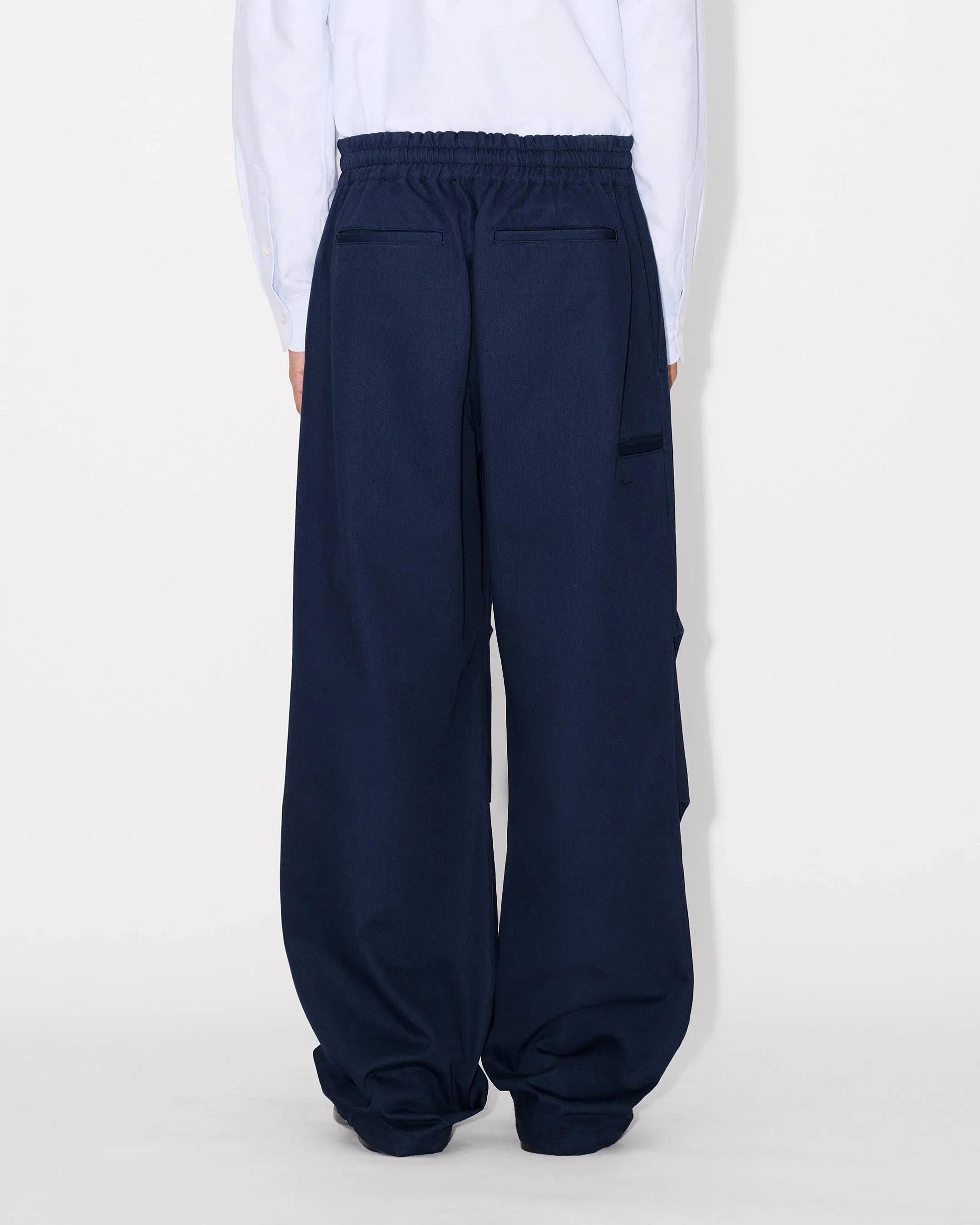 Kenzo Elasticated Pants In Herringbone Cotton