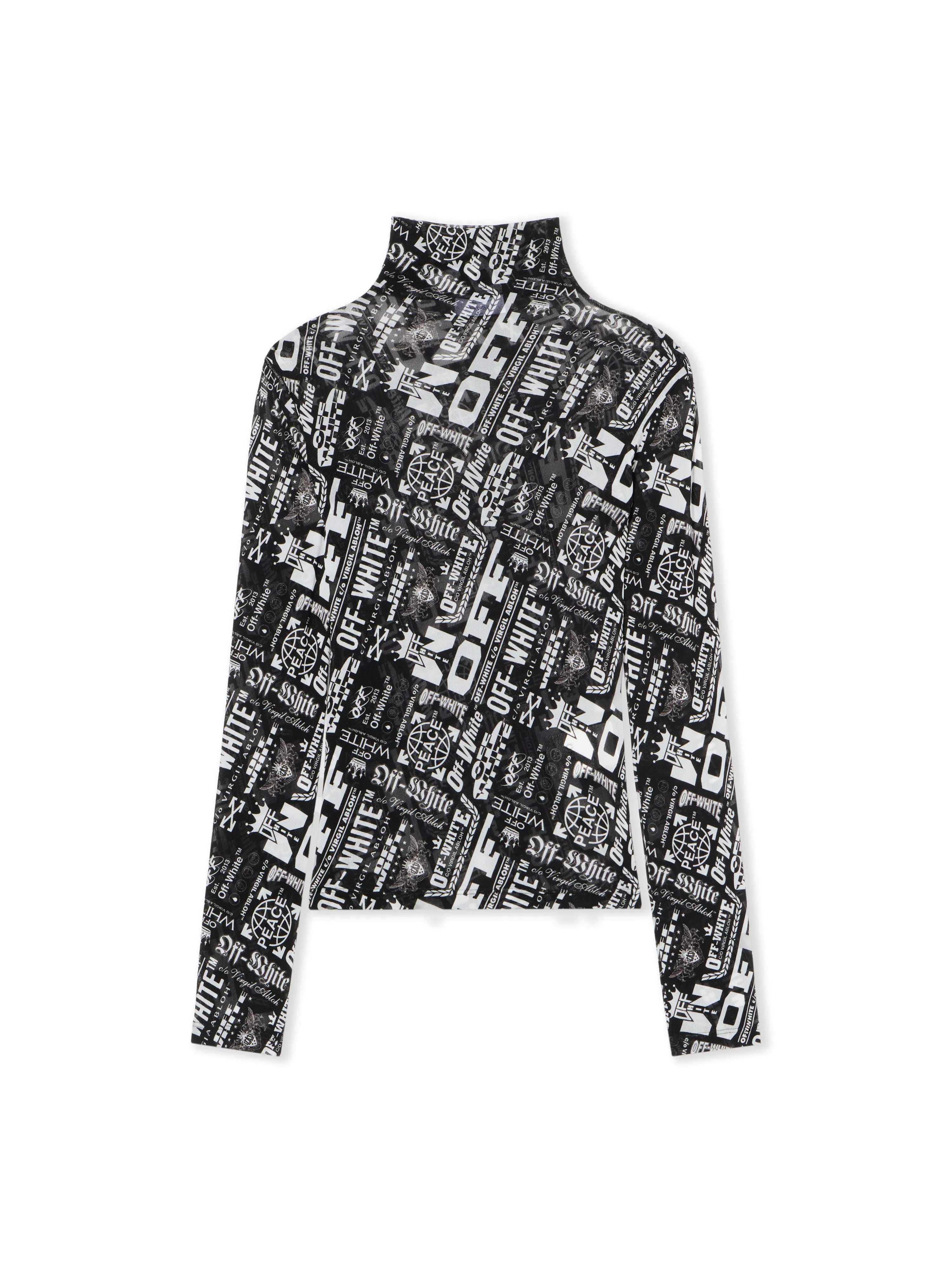 Off-White Multilogo Mesh Long Sleeve Turtle Logo Top