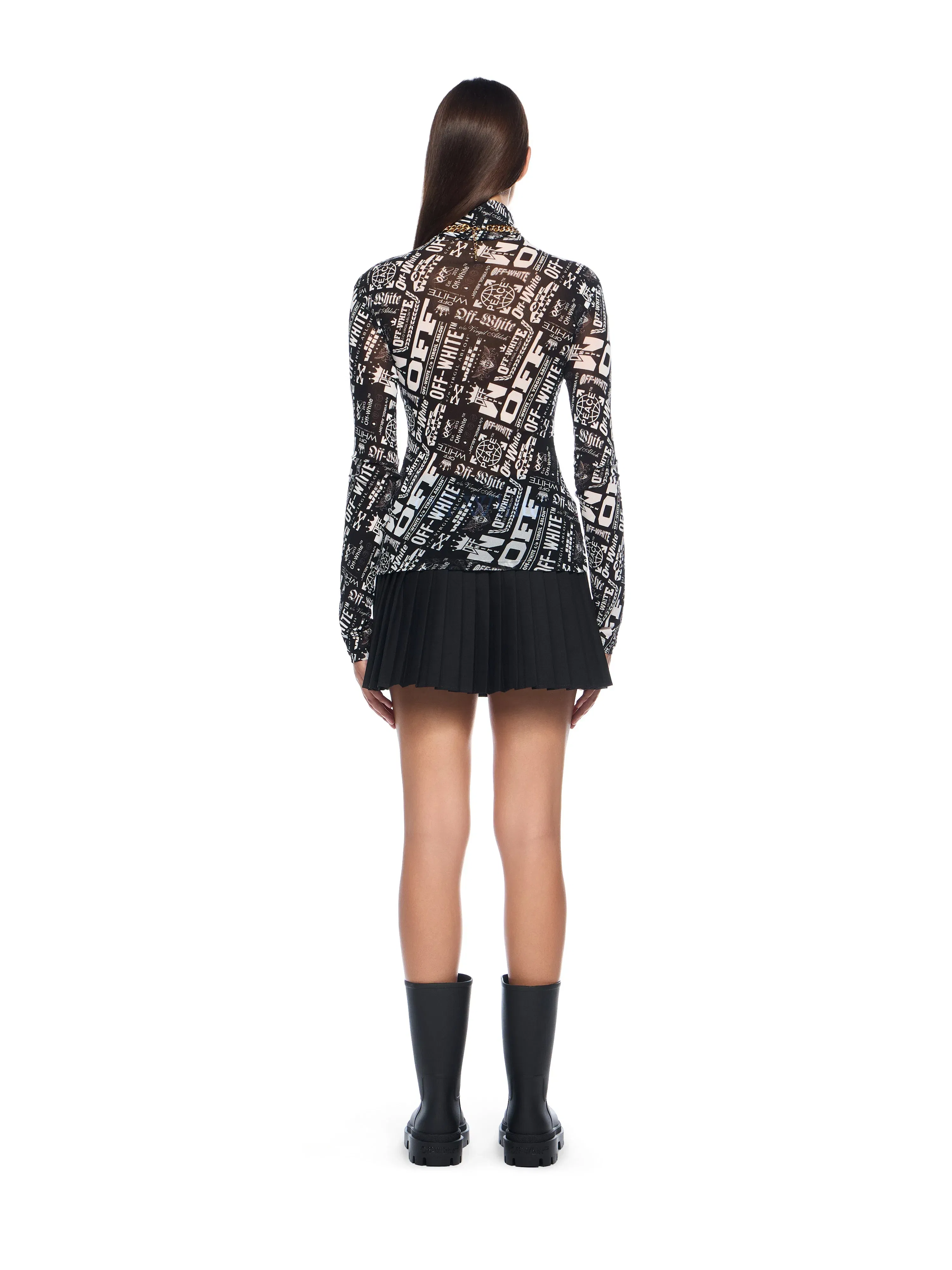 Off-White Multilogo Mesh Long Sleeve Turtle Logo Top