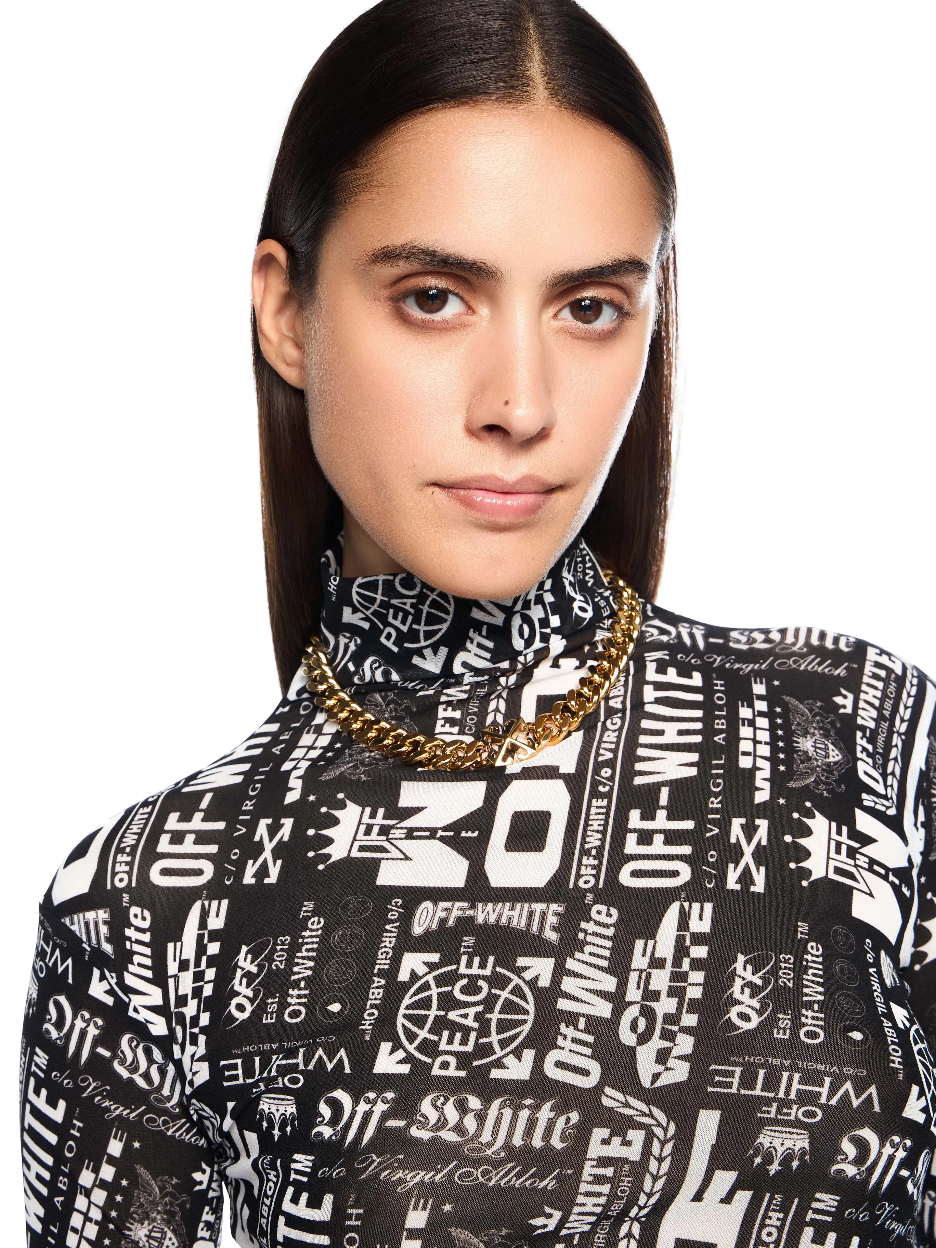 Off-White Multilogo Mesh Long Sleeve Turtle Logo Top