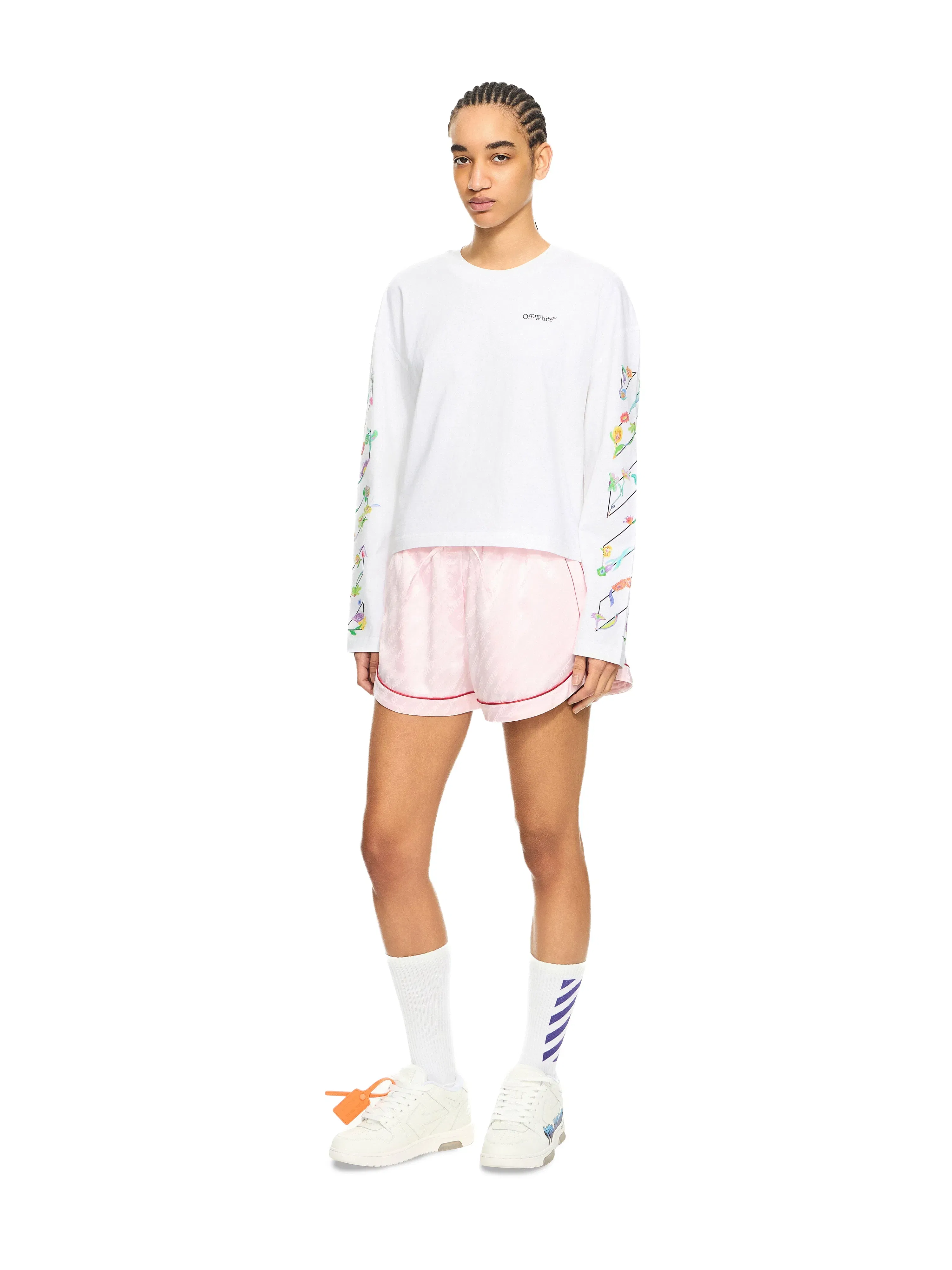 Off-White Diagonal Glowing Flower Longsleeved T-Shirt