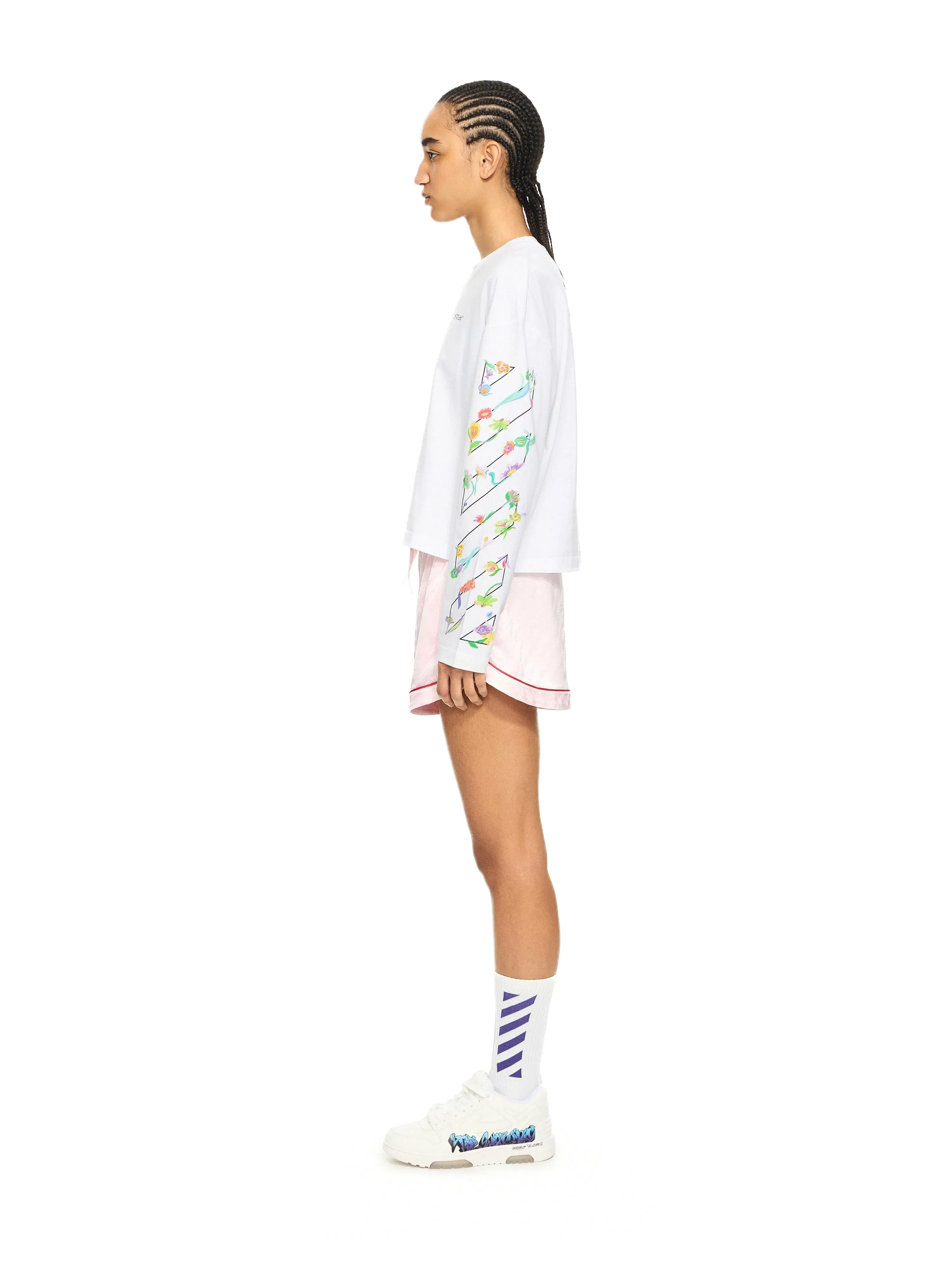 Off-White Diagonal Glowing Flower Longsleeved T-Shirt