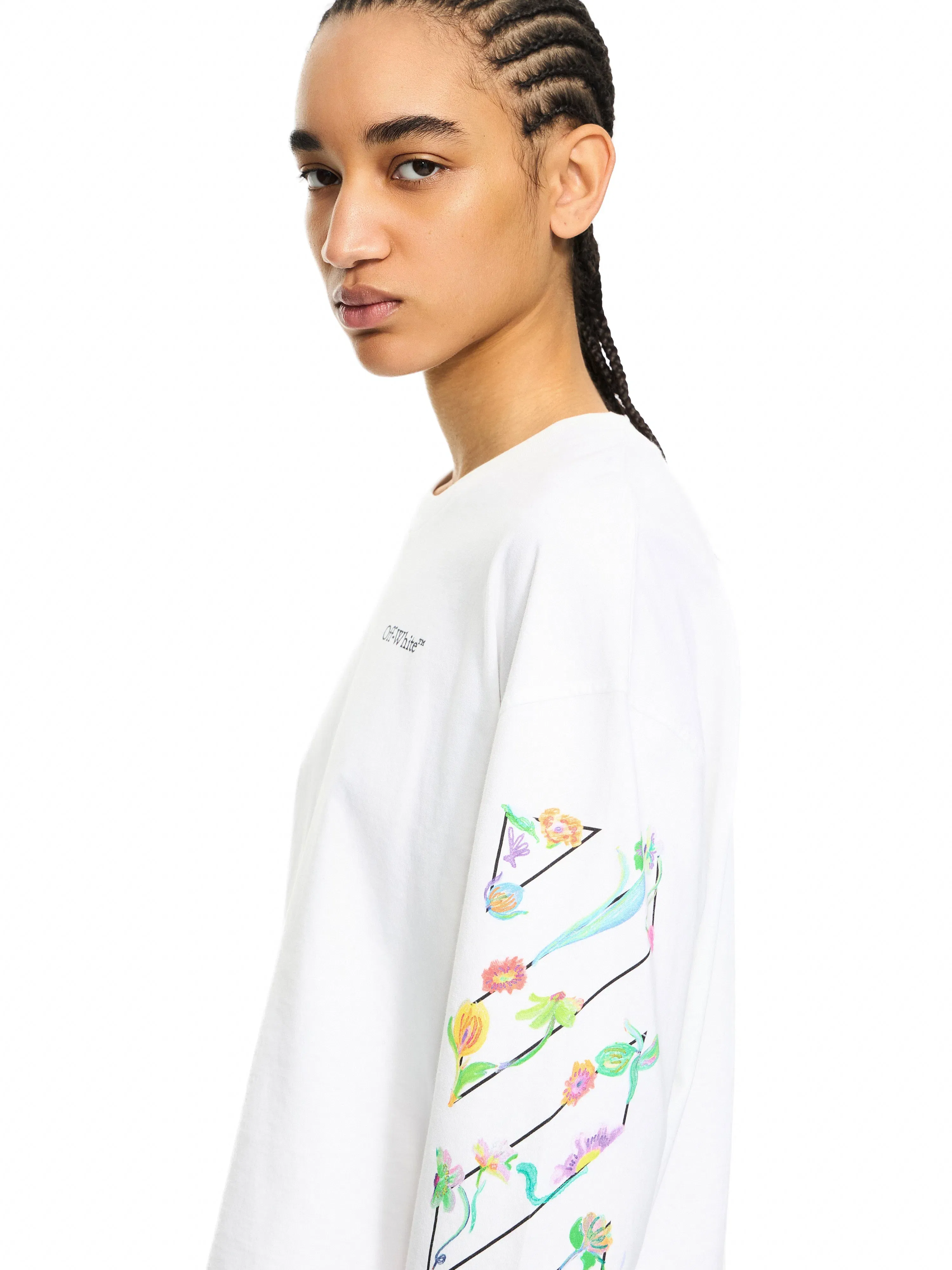 Off-White Diagonal Glowing Flower Longsleeved T-Shirt