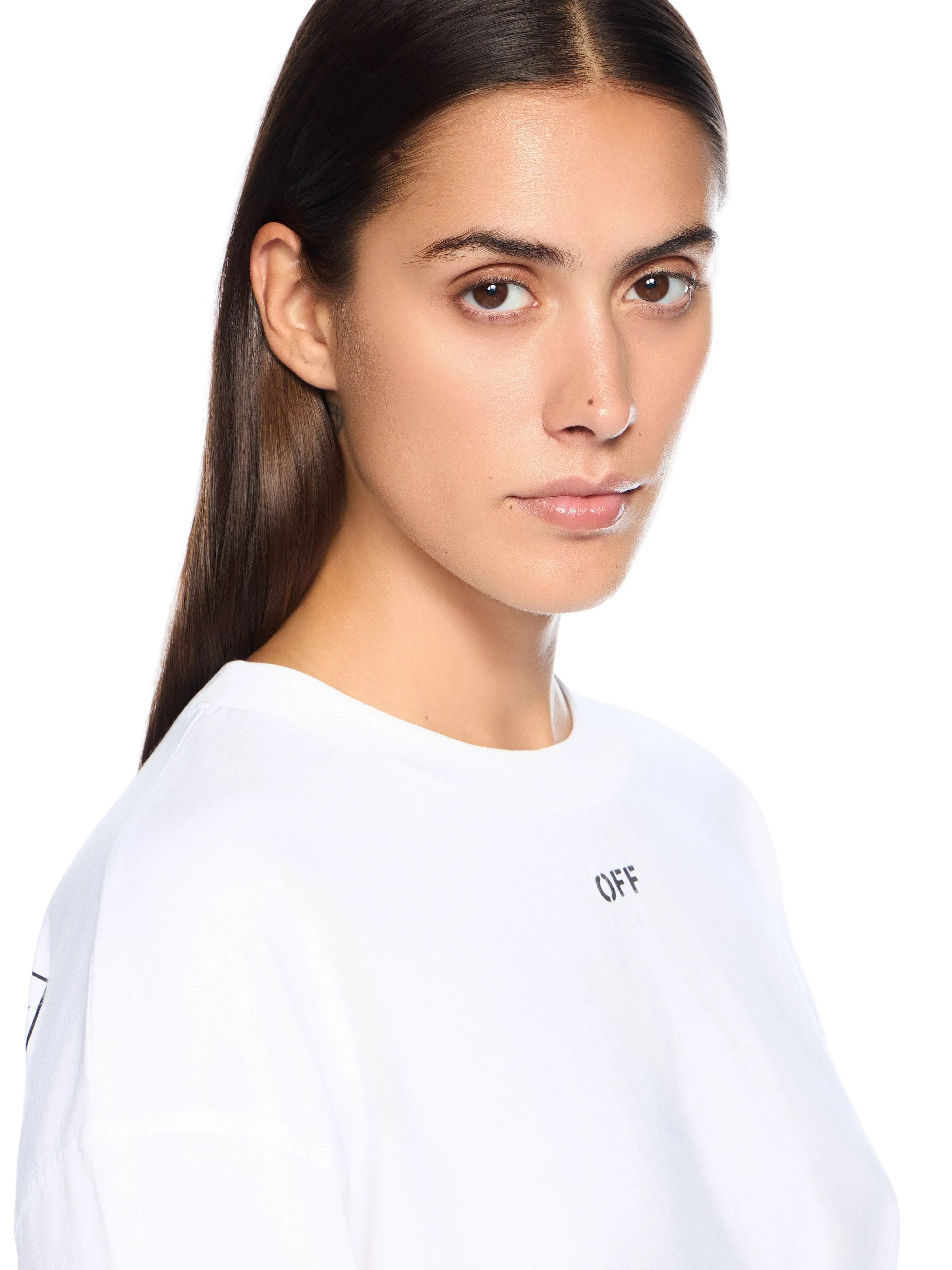 Off-White Embroidered Flowers Arrow Long Sleeve T-Shirt