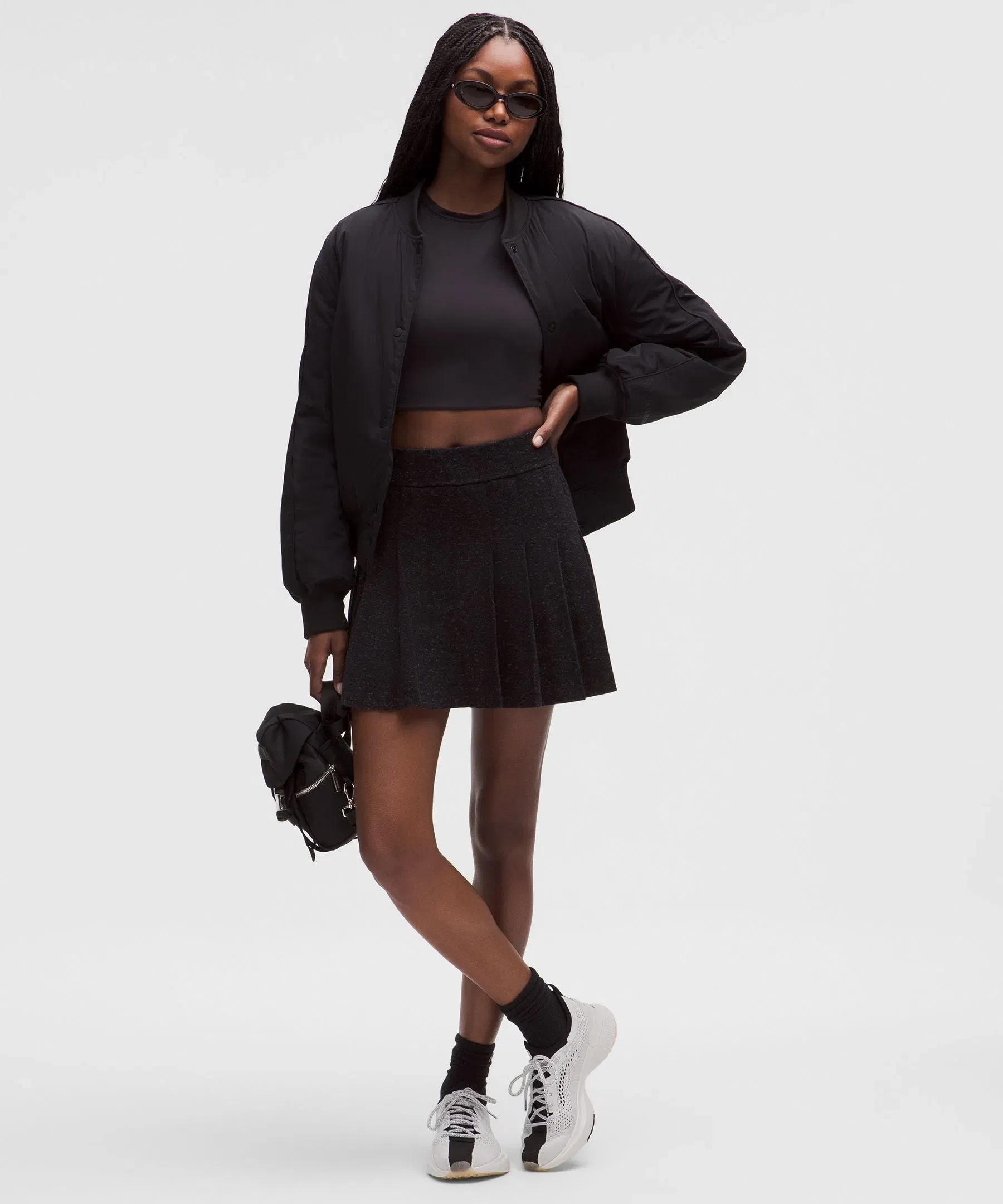 Lululemon Ribbed Merino Wool Mid-Rise Pleated Skirt