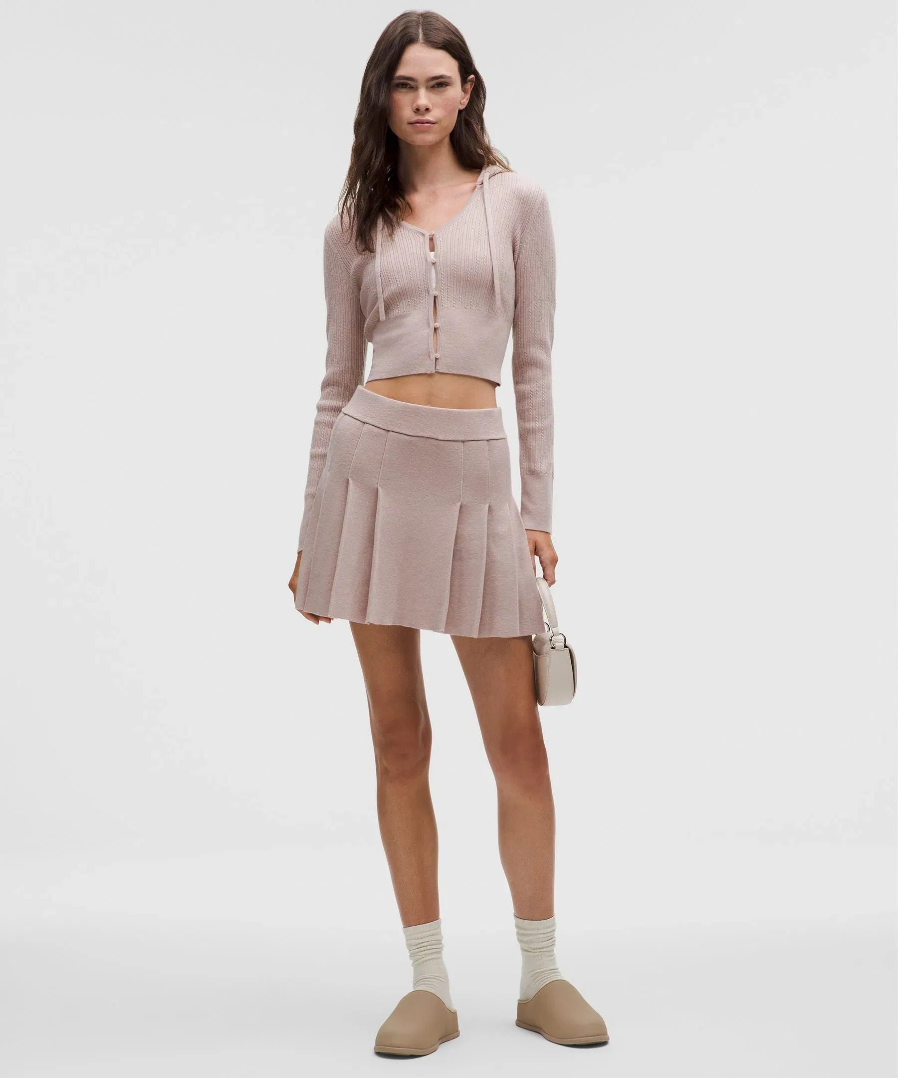 Lululemon Ribbed Merino Wool Mid-Rise Pleated Skirt