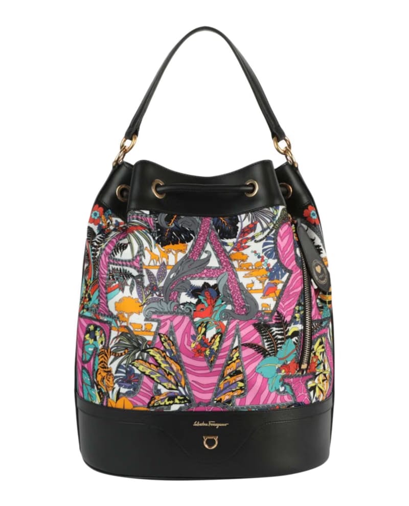 Ferragamo Safari-Print Leather-Trim Backpack Multi