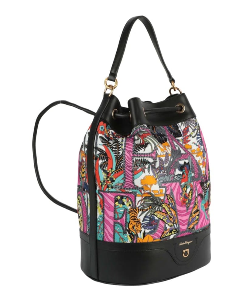 Ferragamo Safari-Print Leather-Trim Backpack Multi