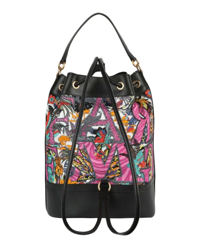 Ferragamo Safari-Print Leather-Trim Backpack Multi