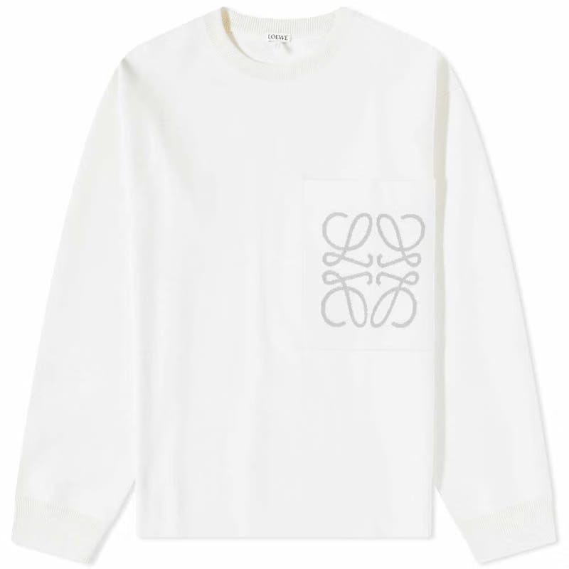 LOEWE Anagram Pocket Cotton And Viscose Sweater Soft White