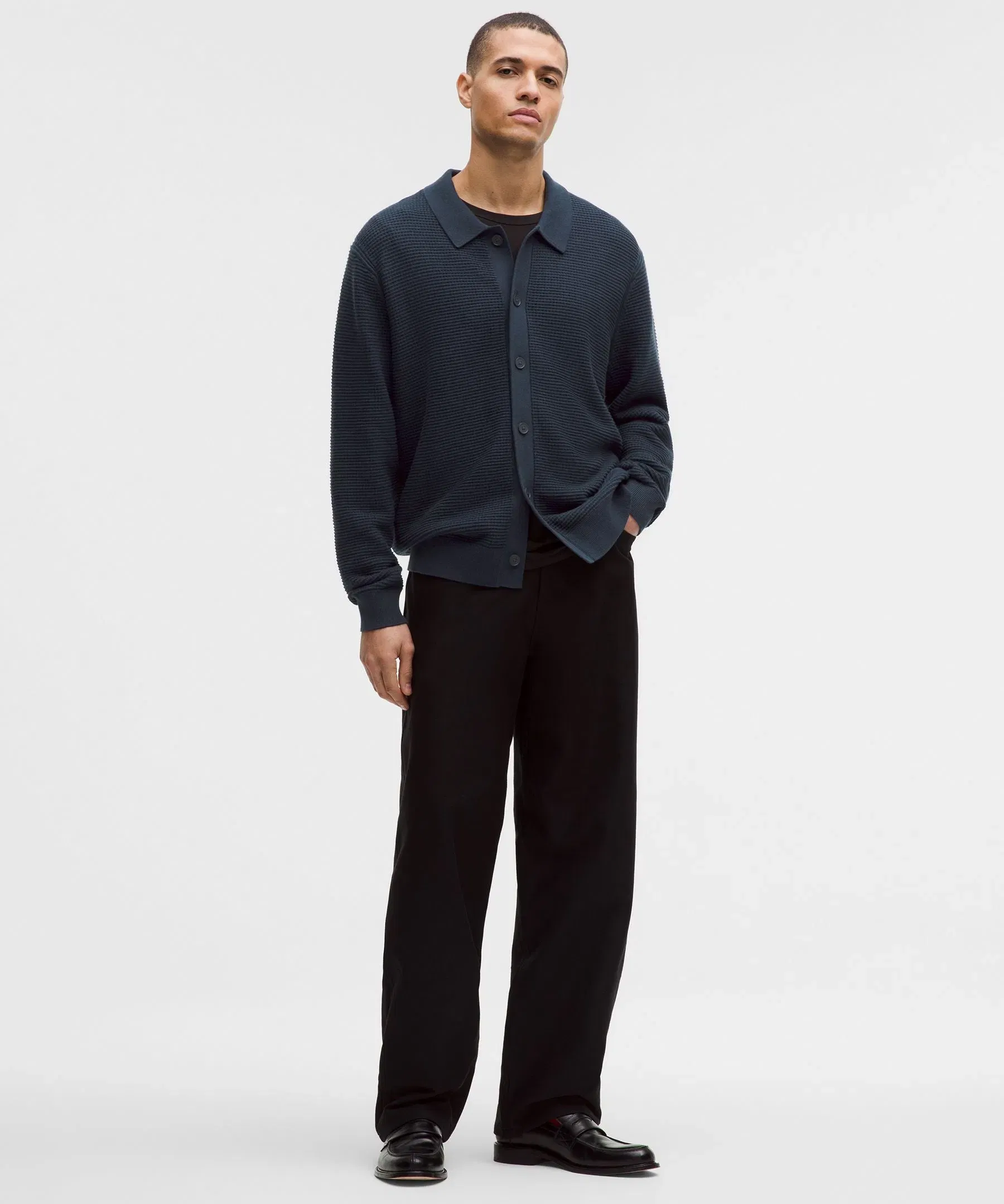 Lululemon Cotton-Blend Knit Collared Cardigan