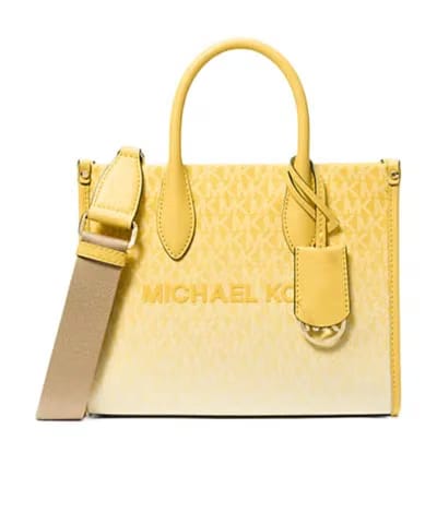 Michael Kors Mirella Small Rainbow Logo Embossed Convertible Crossbody Bag Optic White